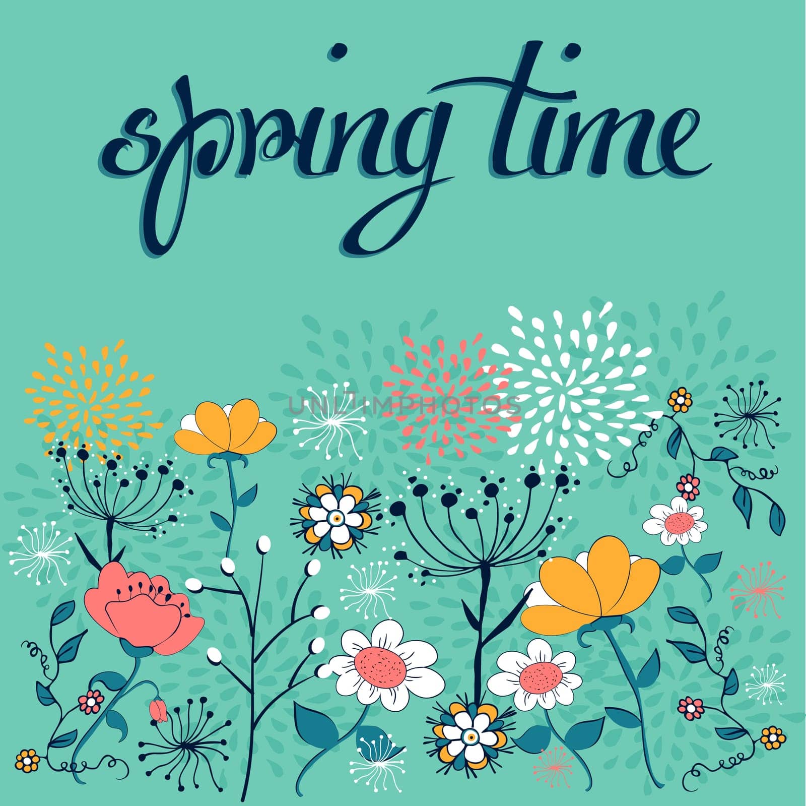 Vintage spring flowers illustration background. Vector illustration layered for easy manipulation and custom coloring.