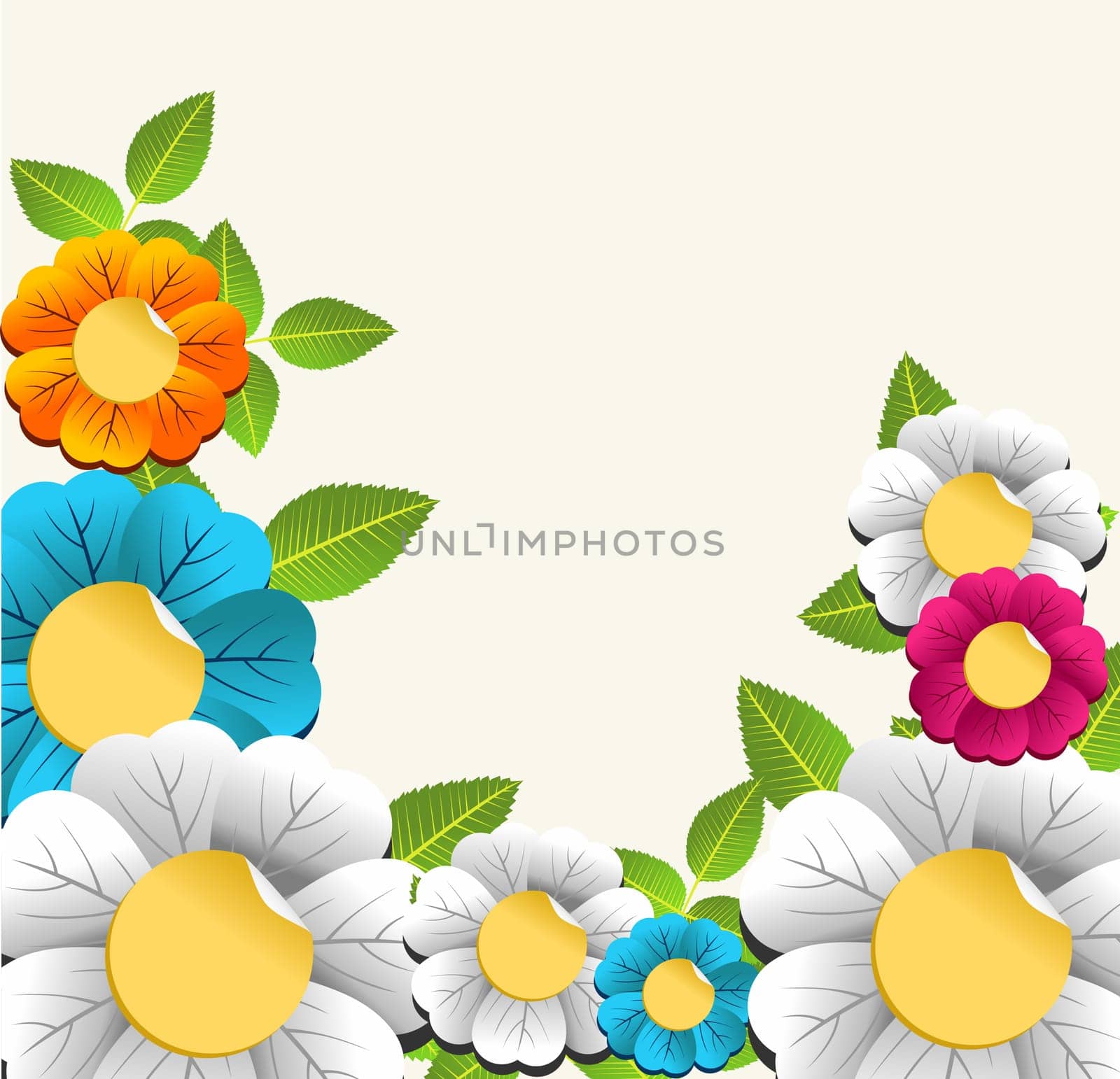 Elegant spring color flower card background.  Vector illustration layered for easy manipulation and custom coloring.