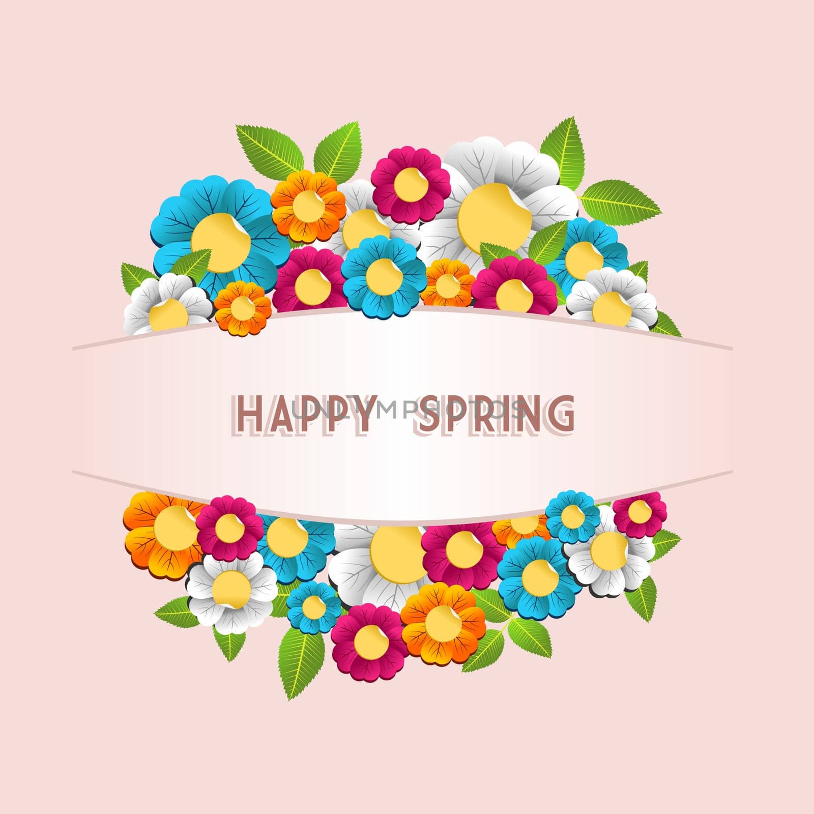 Colorful spring flower postcard background.  Vector illustration layered for easy manipulation and custom coloring.Vector illustration layered for easy manipulation and custom coloring.