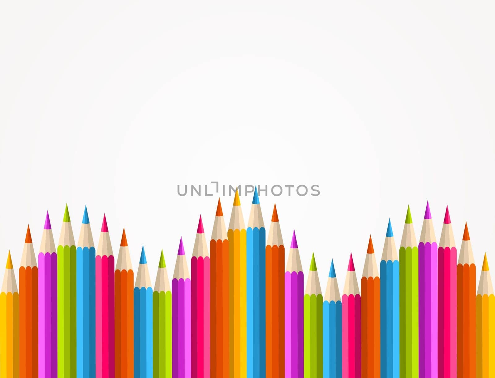 Colorful rainbow pencil banner seamless pattern background. Vector illustration layered for easy manipulation and custom coloring.