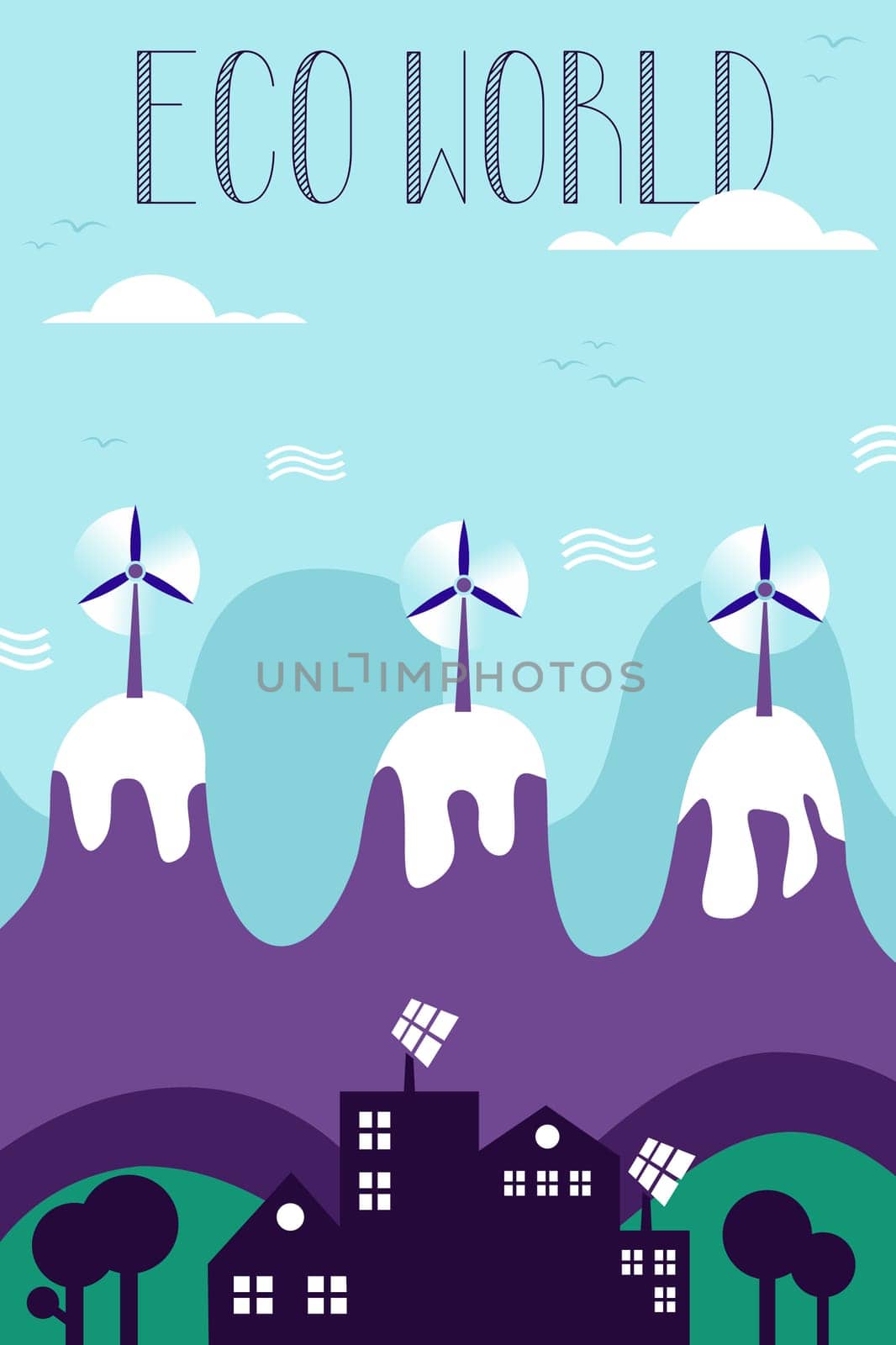 Global sustainable development with environmental conservation. Vector file layered for easy manipulation and custom coloring.
