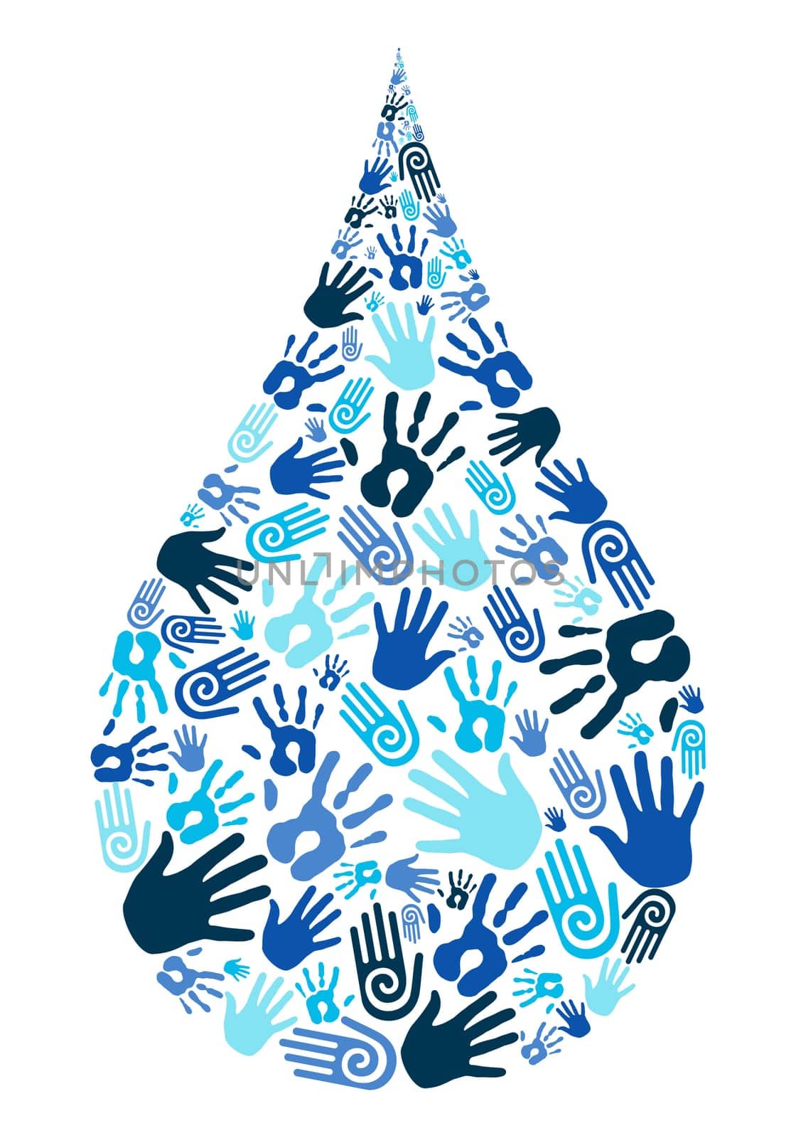 Eco concept of water saving drop shape. Environmental protection idea. Vector file layered for easy manipulation and custom coloring.