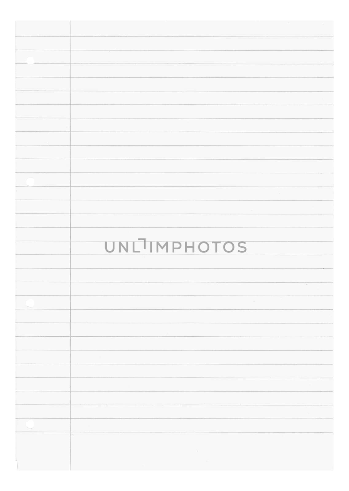 Blank white sheet of paper lined