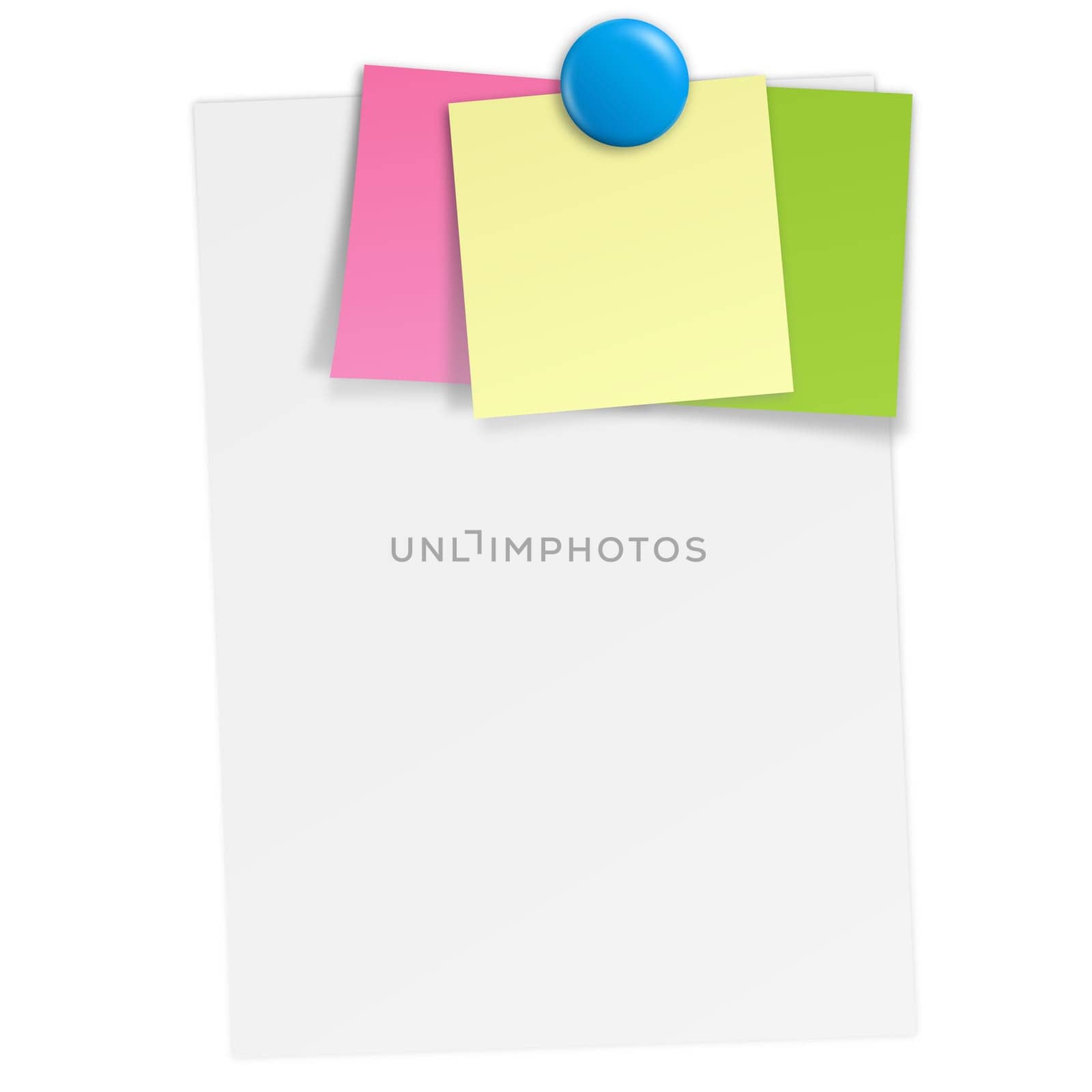 White notes with sticky notes and magnet