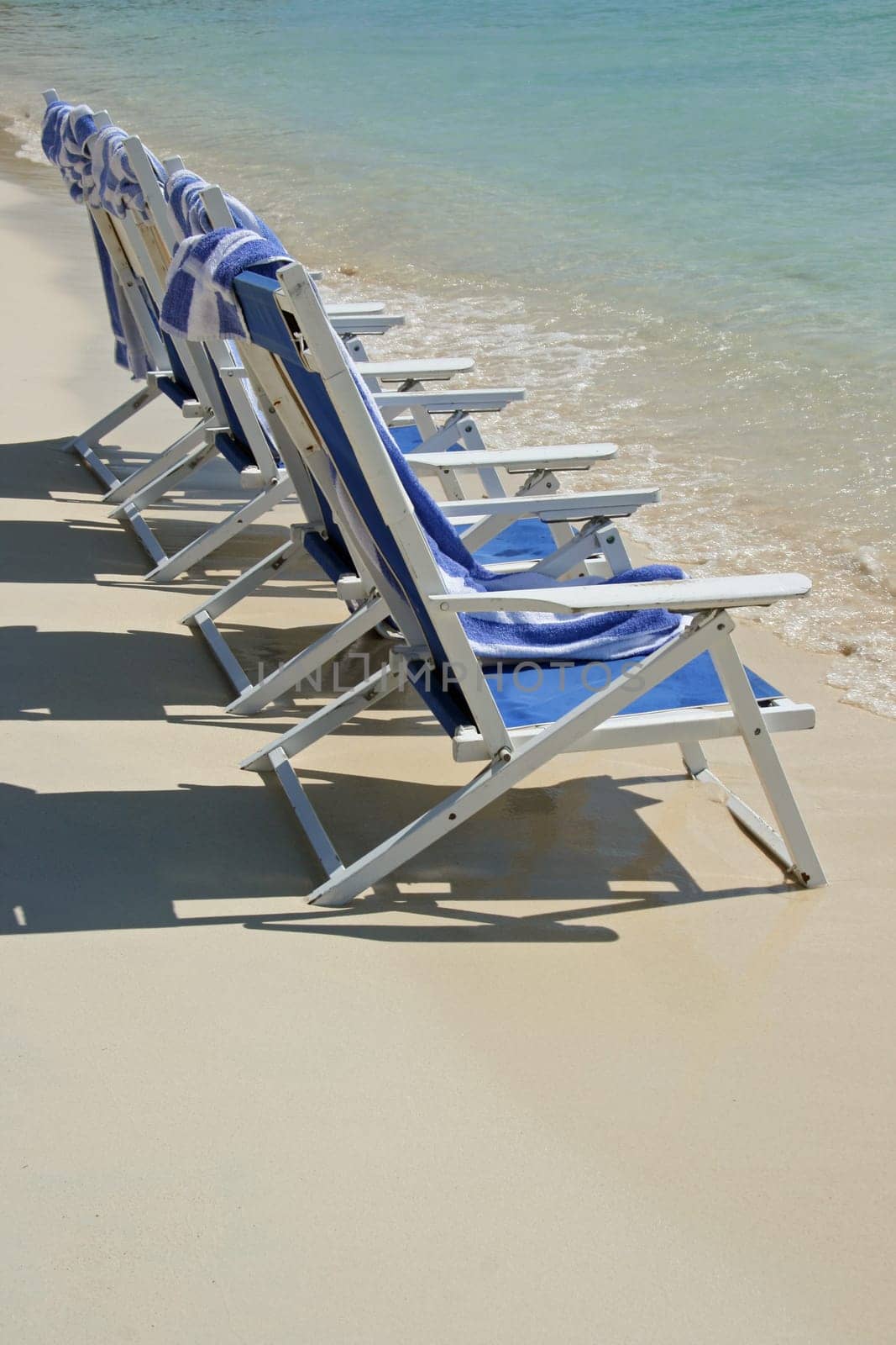 Loungers on the beach in Aruba. Netherlands Antilles