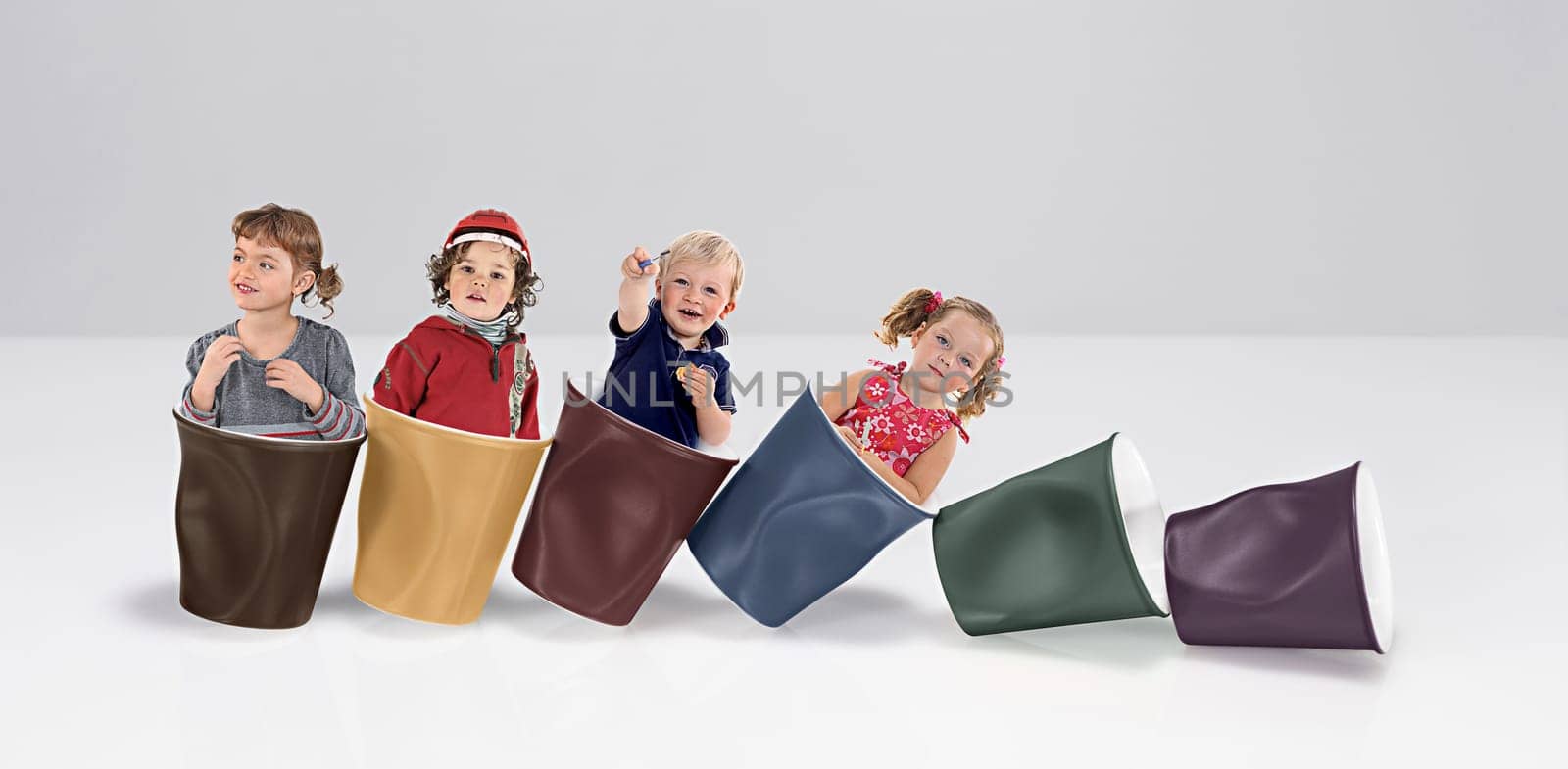 little girls in plastic cups