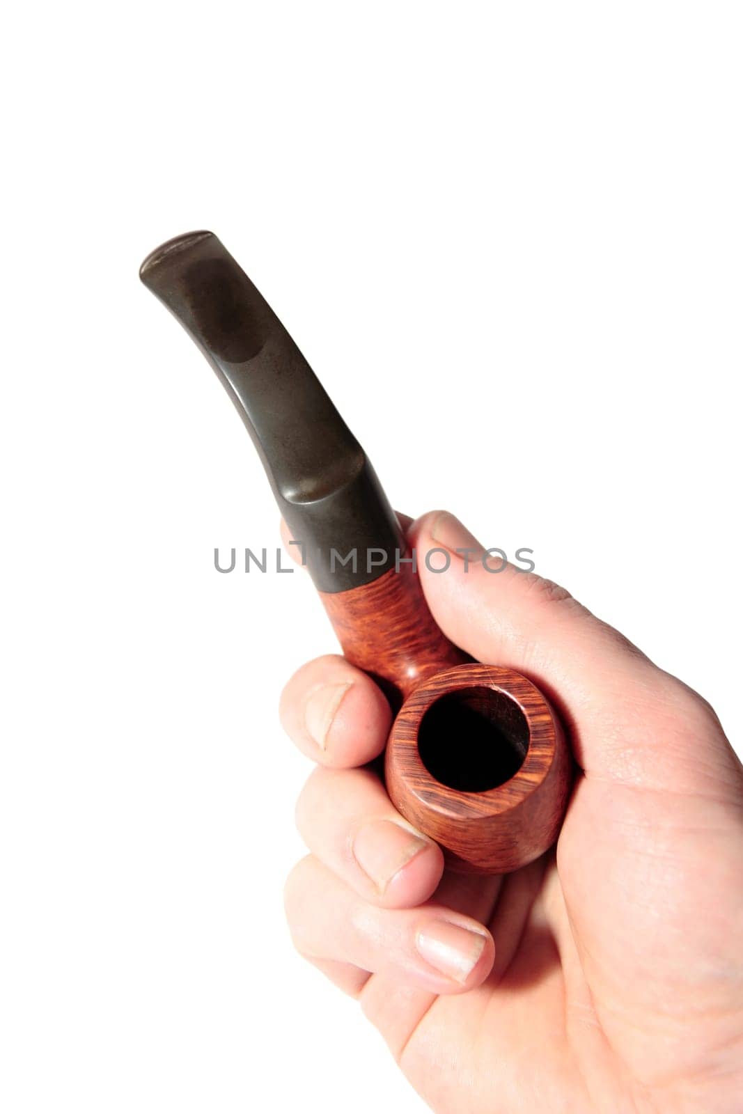 handheld smokers pipe isolated on white background with clipping path