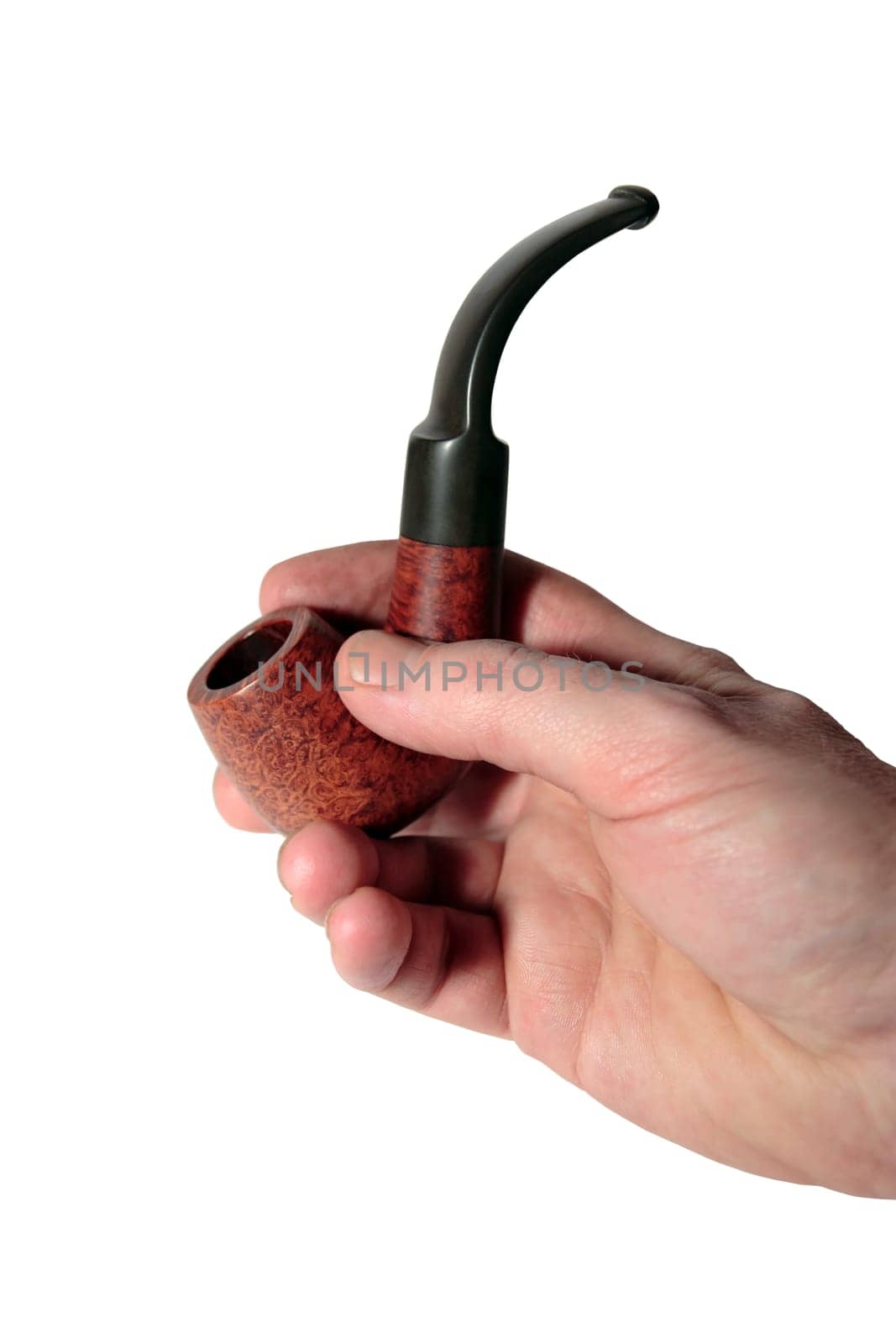 handheld smokers pipe isolated on white background with clipping path