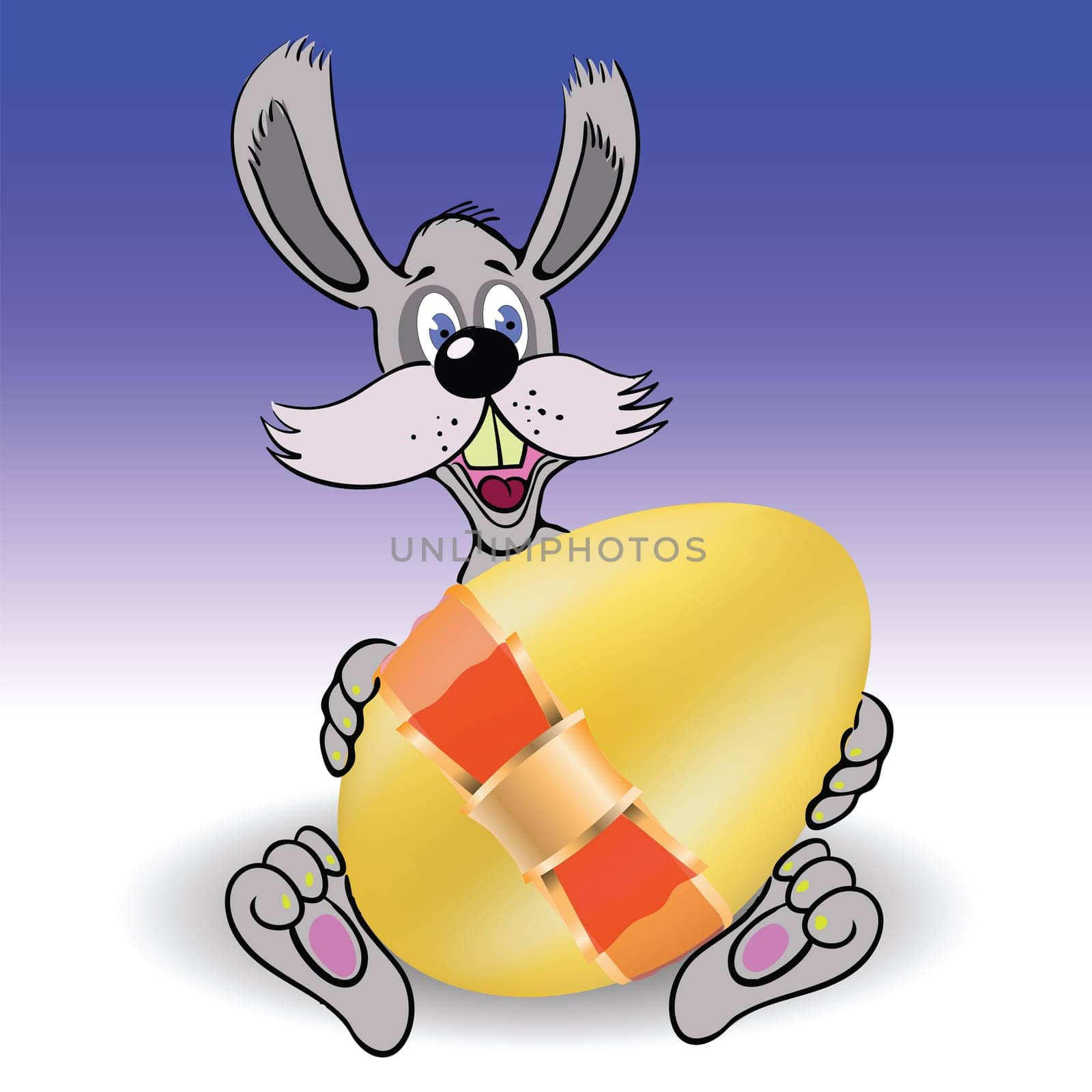 colorful illustration with  rabbit and easter egg for your design
