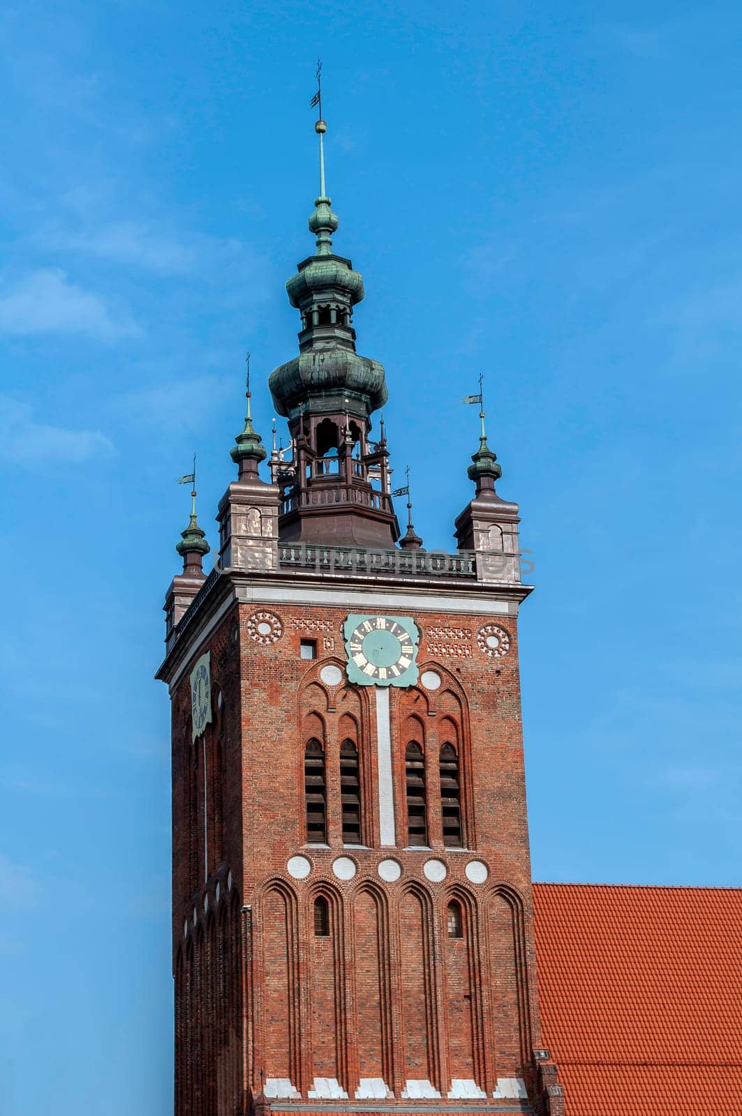 Clock Tower in the Old Town of Gdansk, Poland.