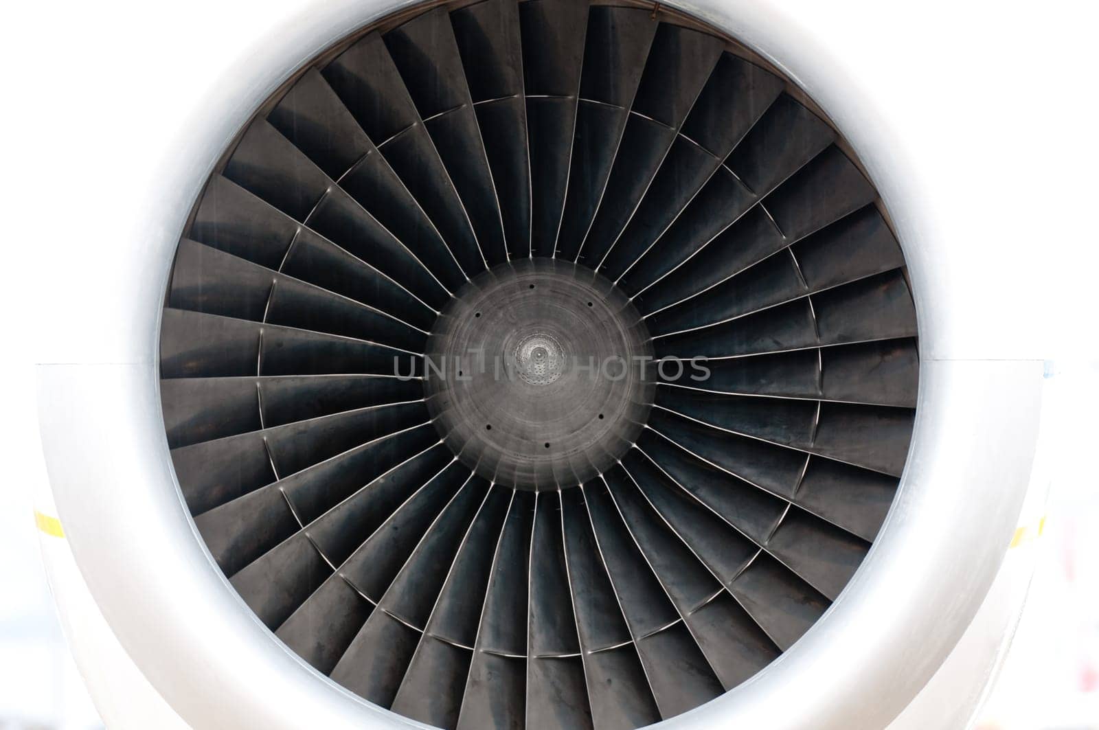 close up detailed view of airplane engine