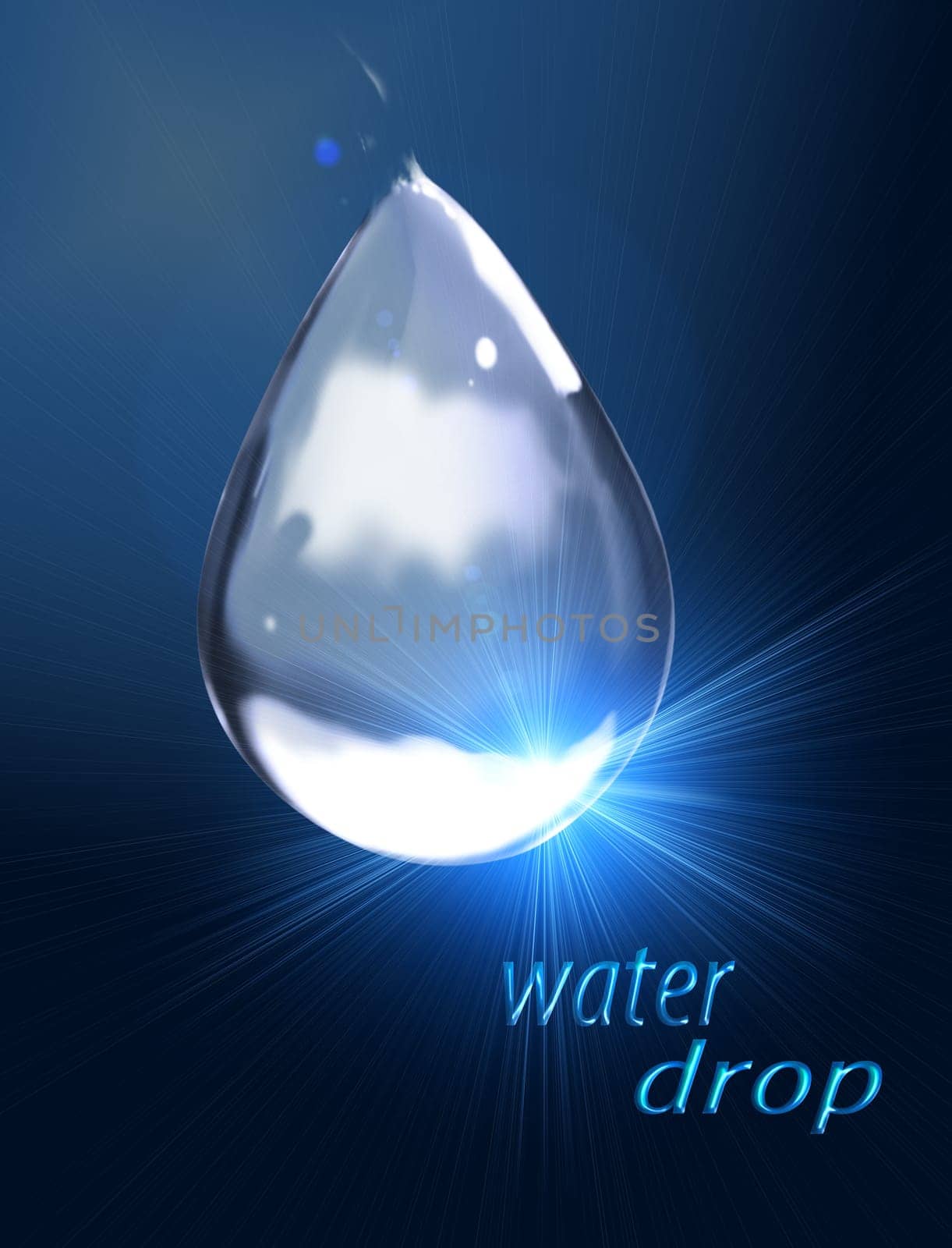 Water drop on a dark blue background