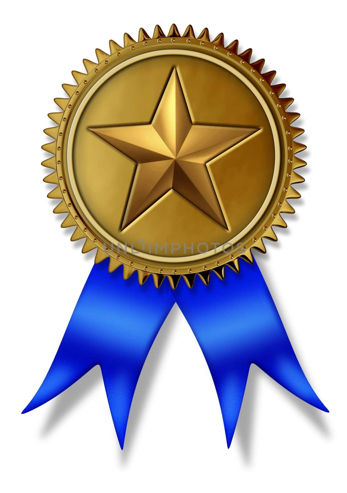First Place golden seal with gold star rating award and blue silk ribbon for best in class service and quality for winning the highest level in customer satisfaction and success in being number 1 on a white background.