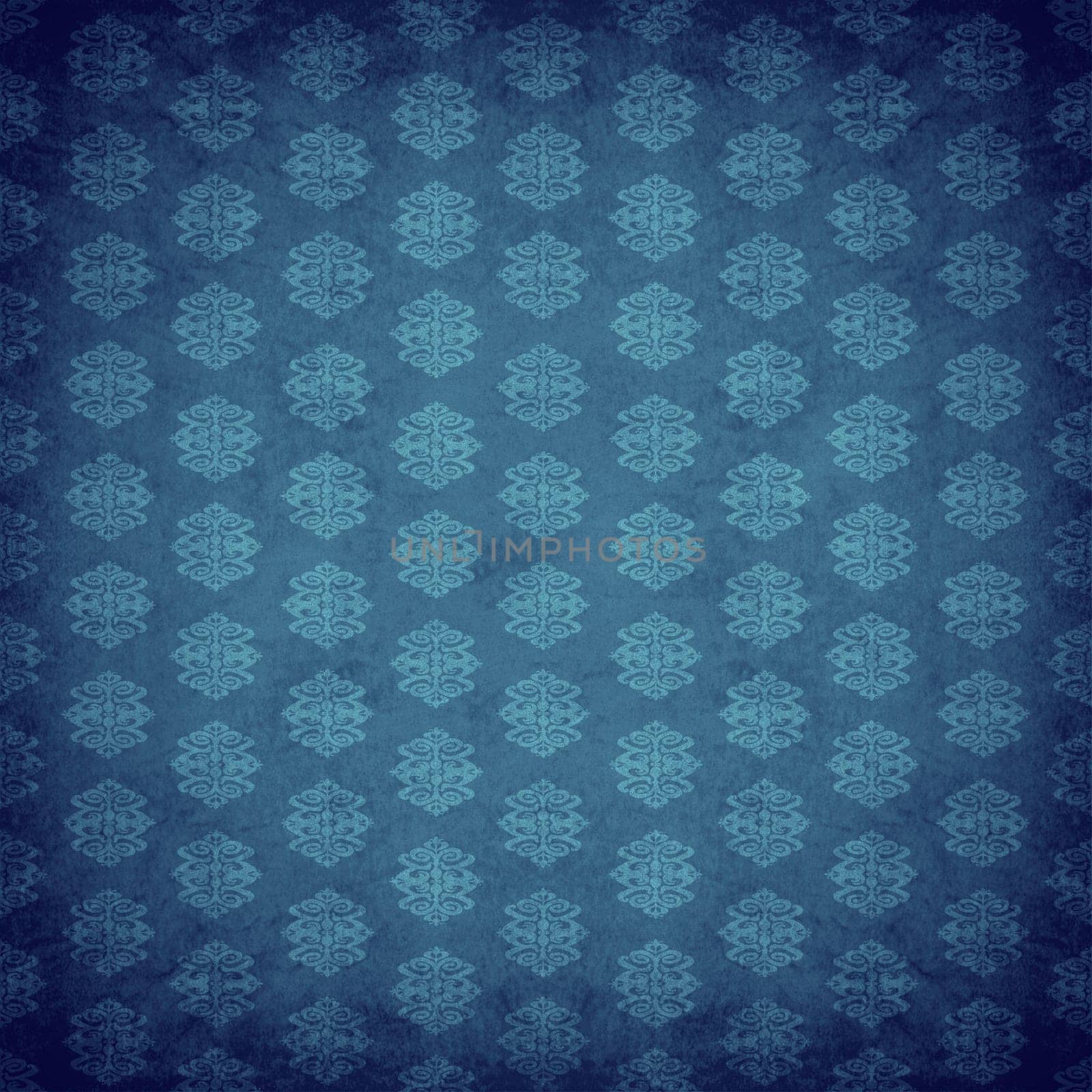 Blue antique old wallpaper with an old retro style victorian pattern style with a textured old fashioned design element.