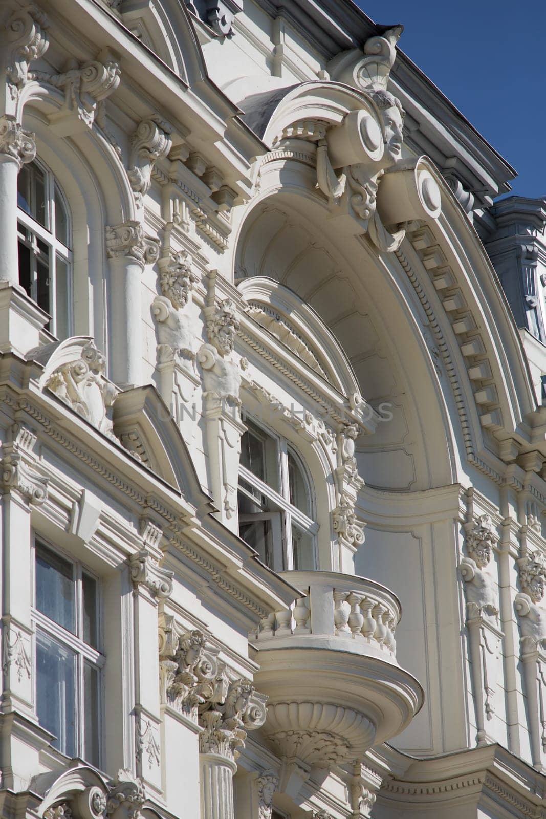 Old building with balcony,façade with Art Nouveau architecture
