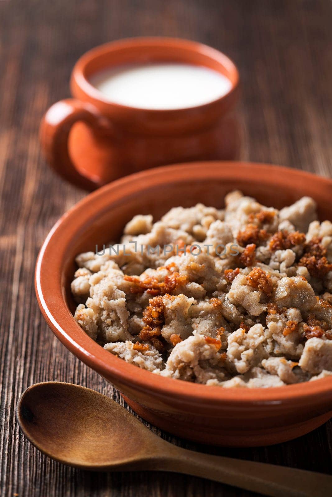 Slovenian traditional buckwheat meal close up shoot