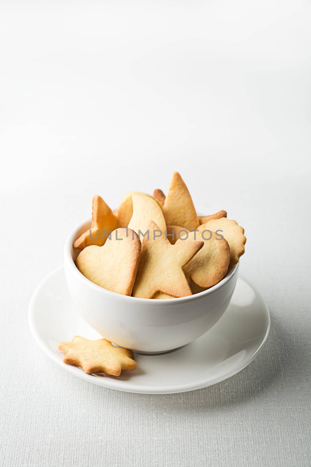 Home made cookies on white background close up