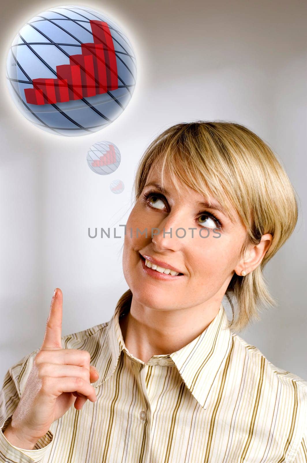 young business women looking up - idea concept