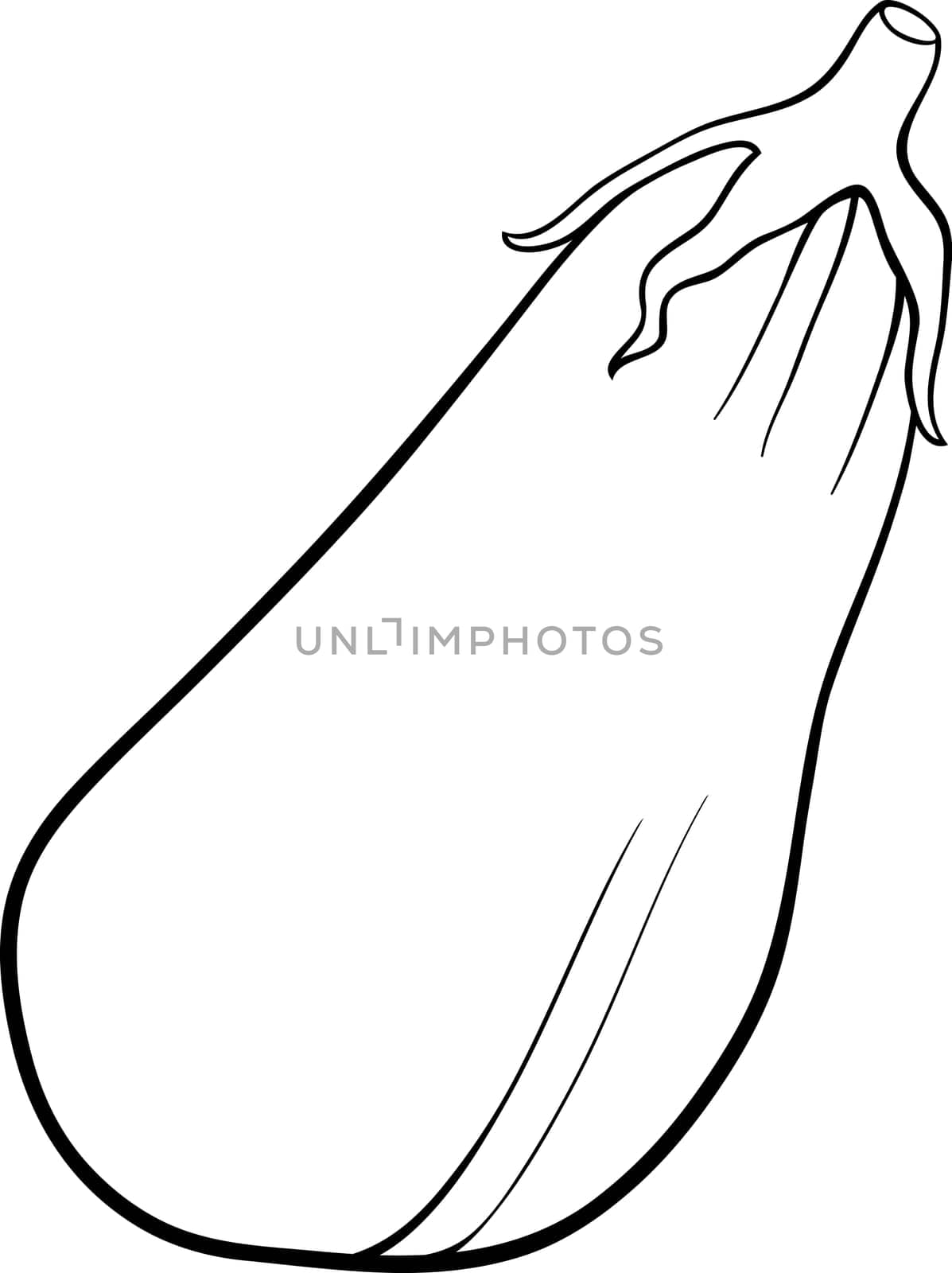 Black and White Cartoon Illustration of Eggplant Vegetable Food Object for Coloring Book