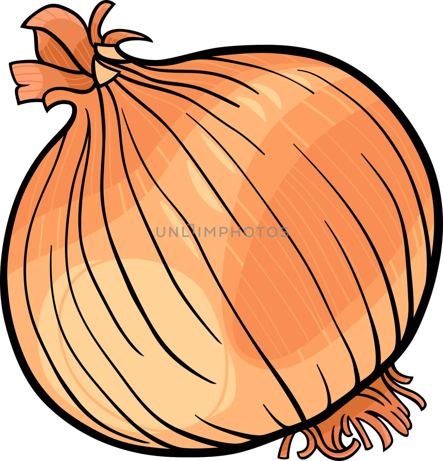 Cartoon Illustration of Onion Root Vegetable Food Object
