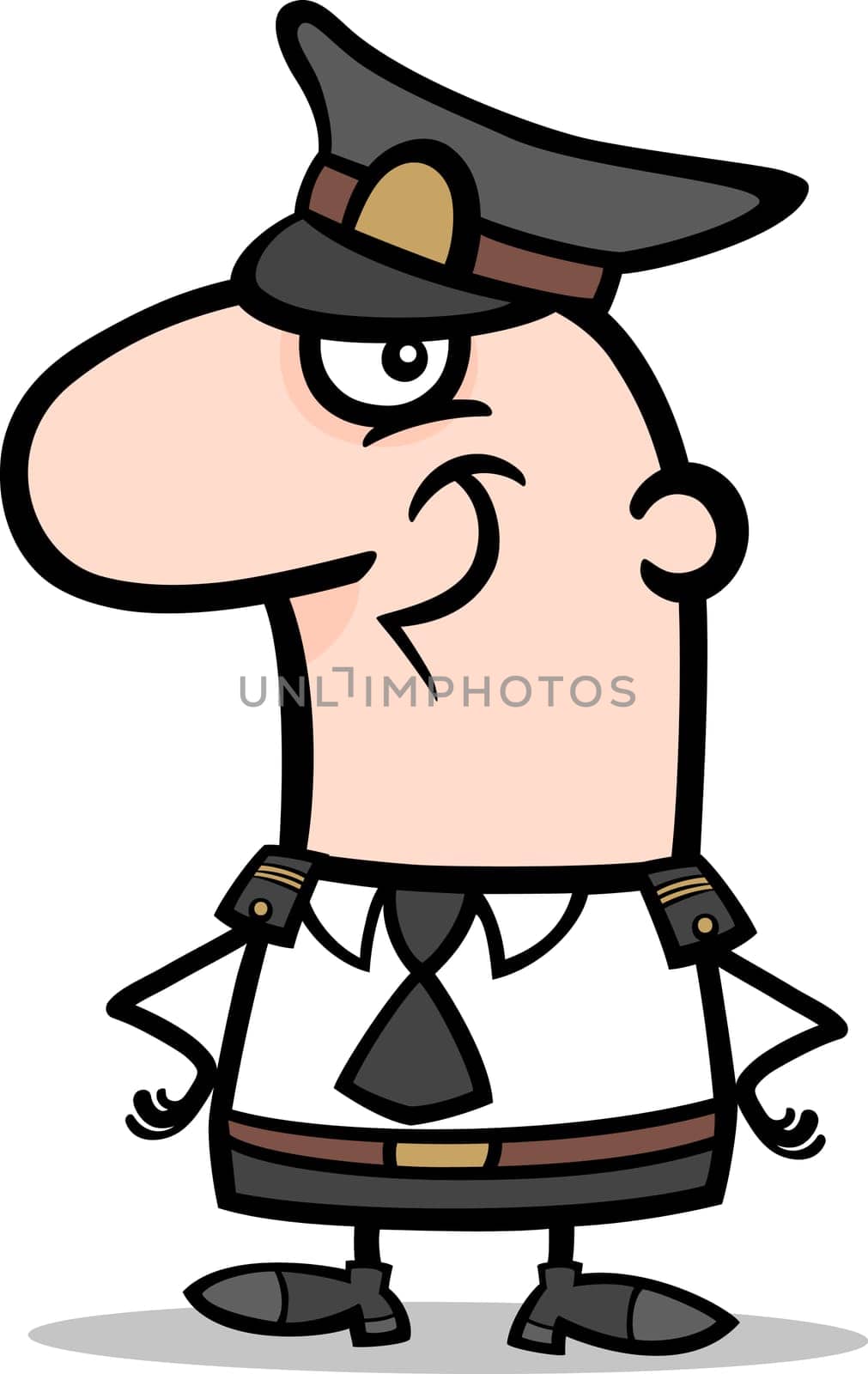 Cartoon Illustration of Funny Policeman Profession Occupation