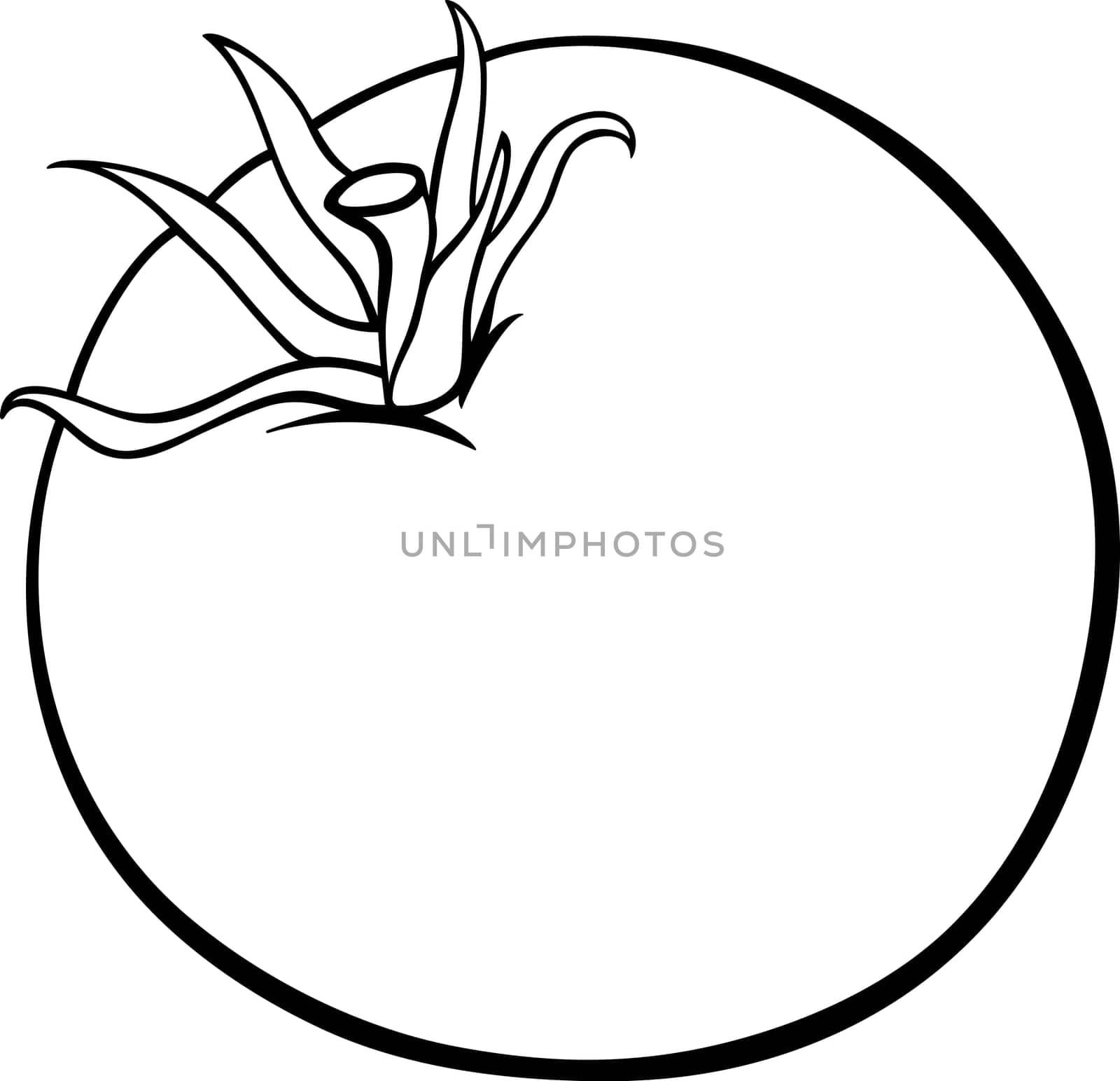 Black and White Cartoon Illustration of Tomato Vegetable Food Object for Coloring Book