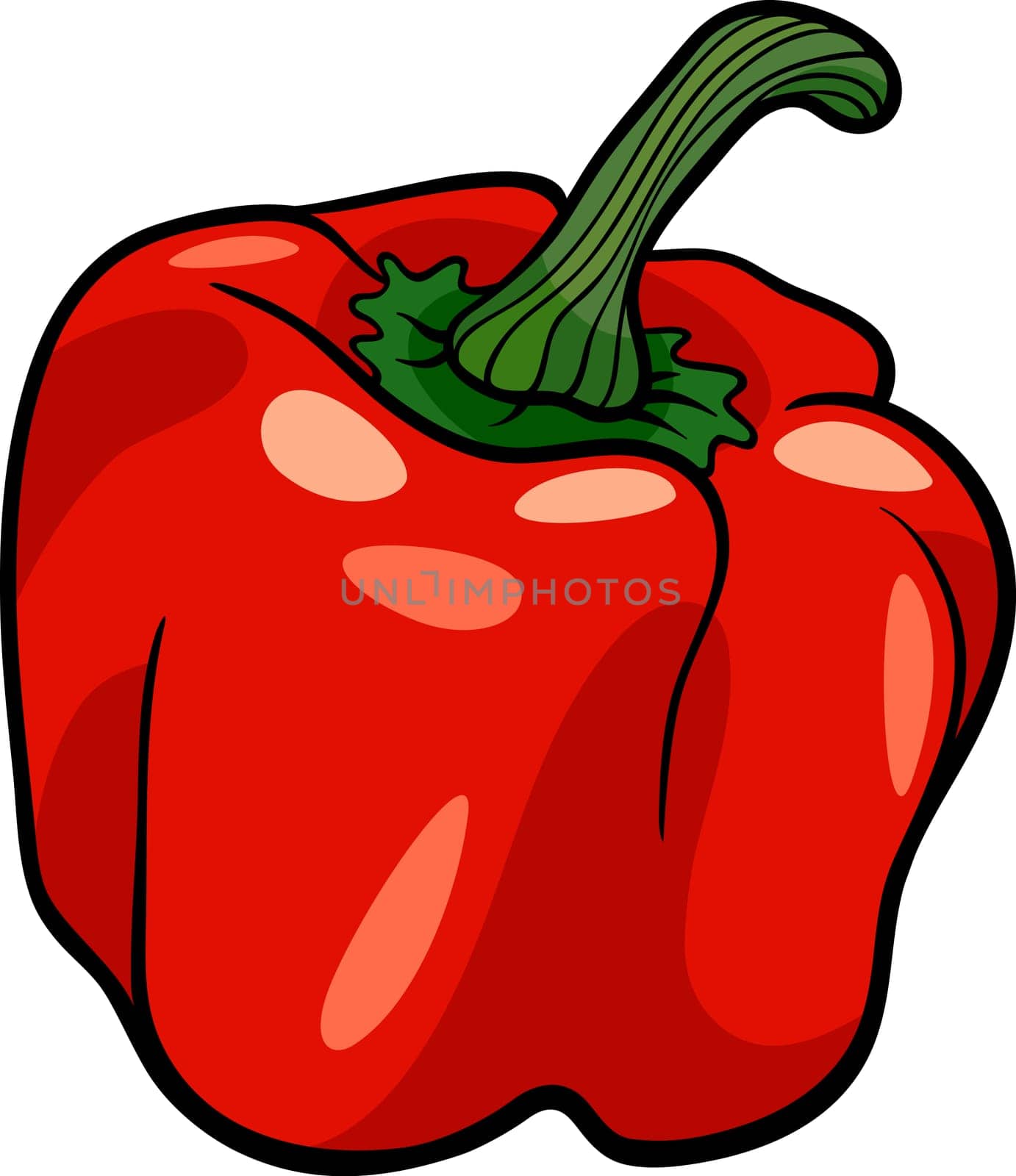 Cartoon Illustration of Red Pepper or Paprika Vegetable Food Object