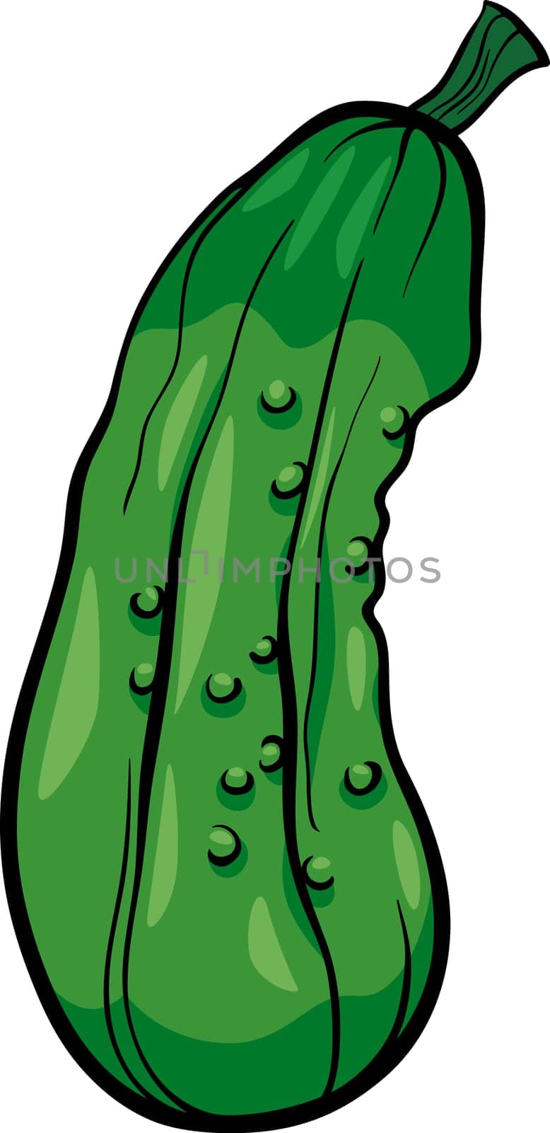 Cartoon Illustration of Cucumber Vegetable Food Object