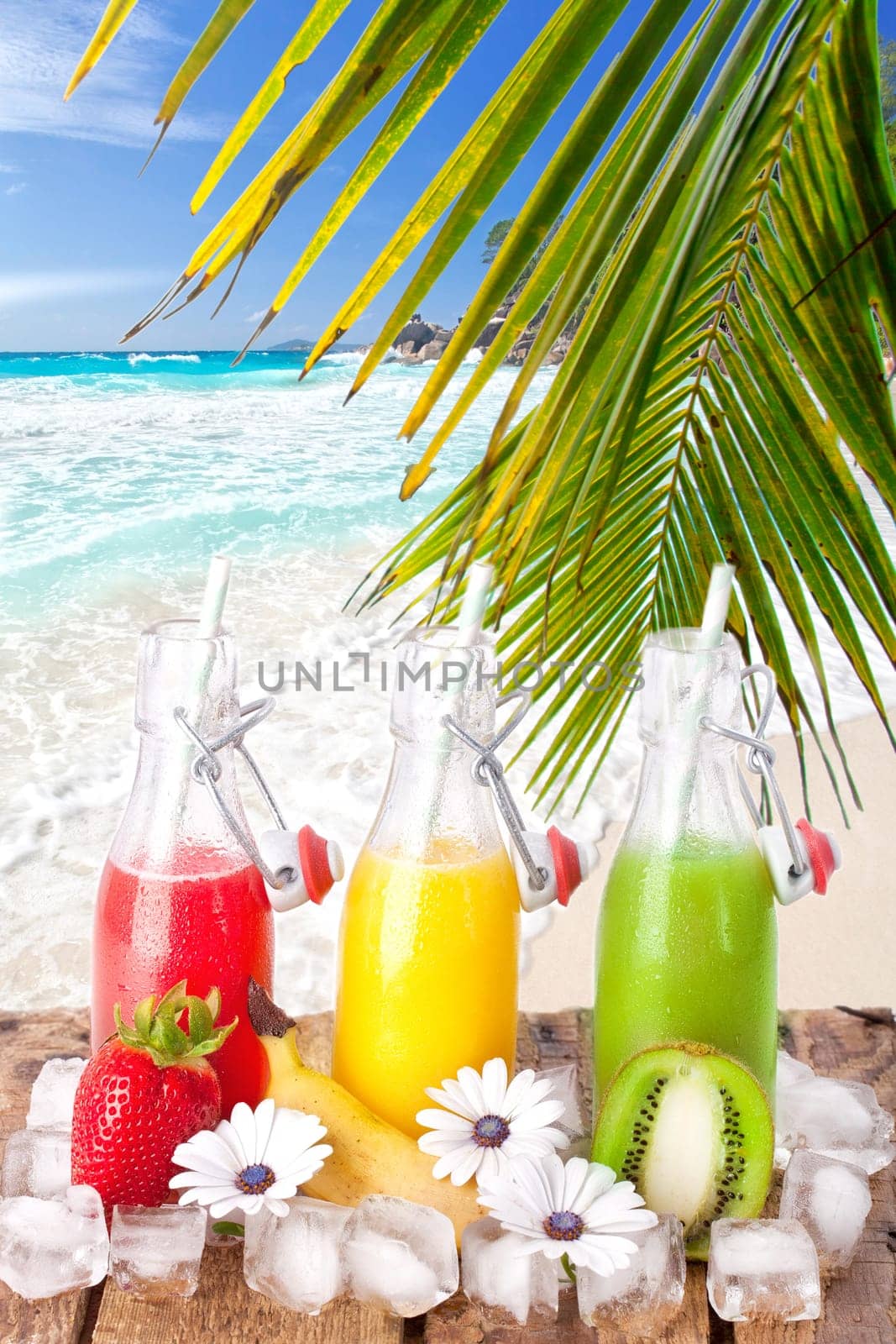 delicious fruit cocktails on the beach