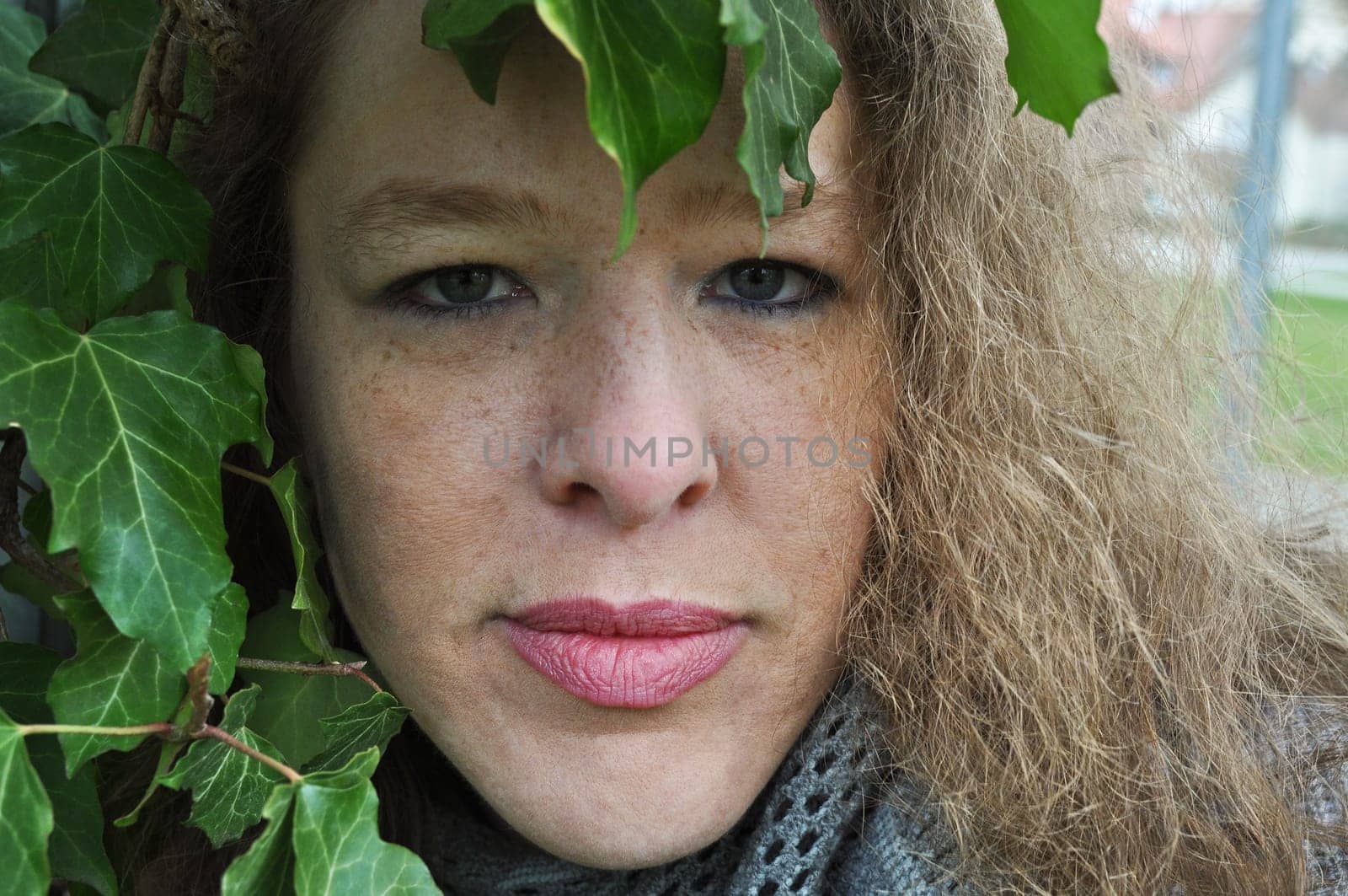 Woman with leaf