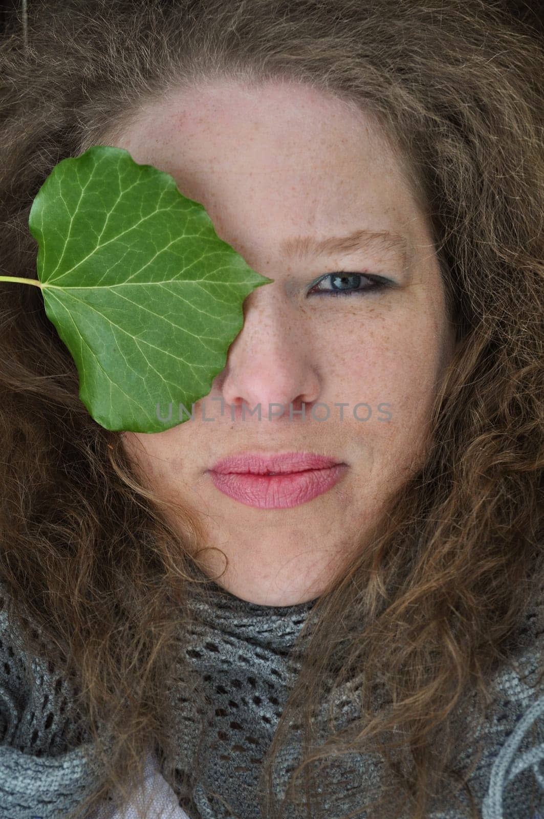 Woman with leaf