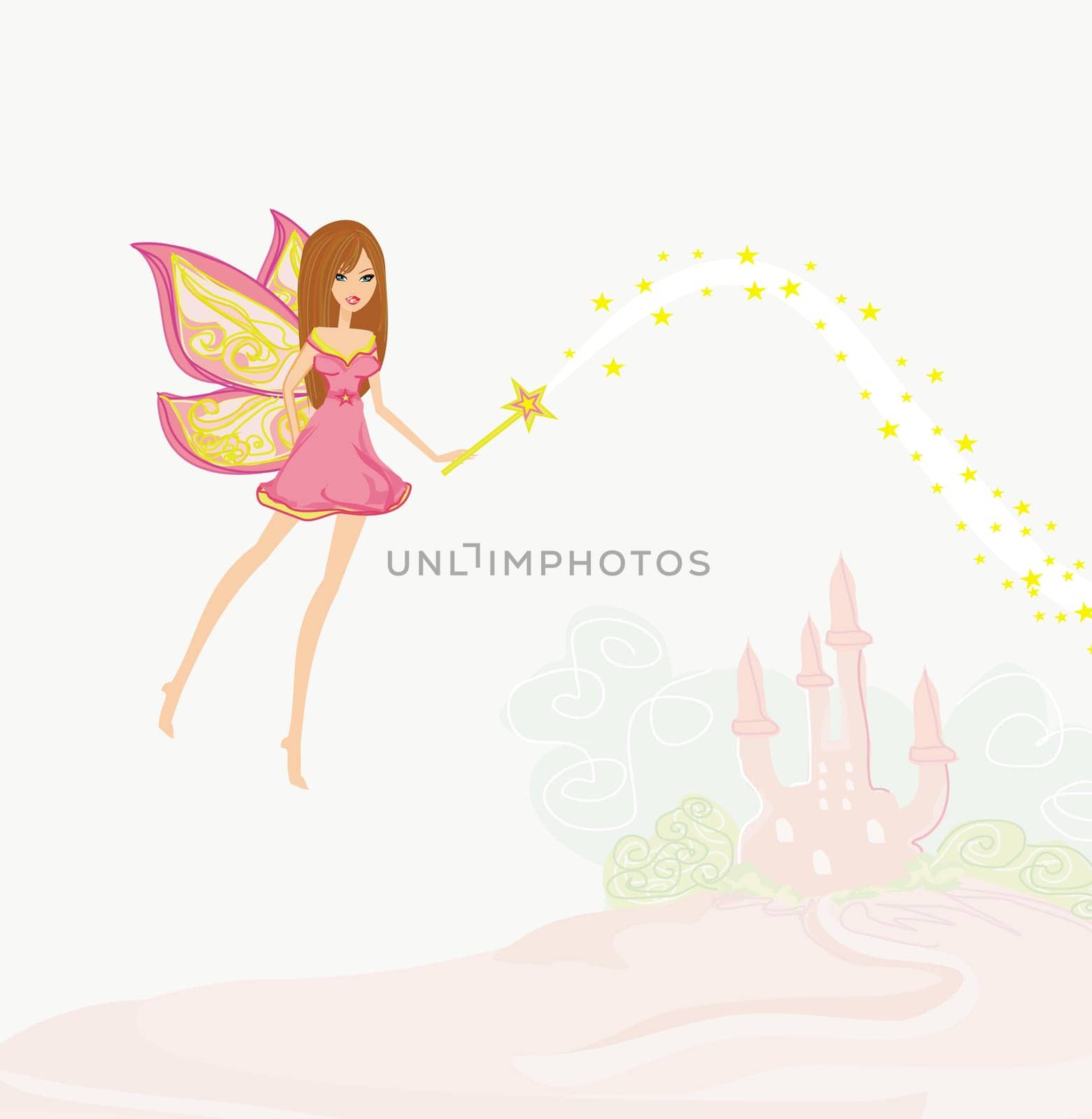 fairy flying above castle