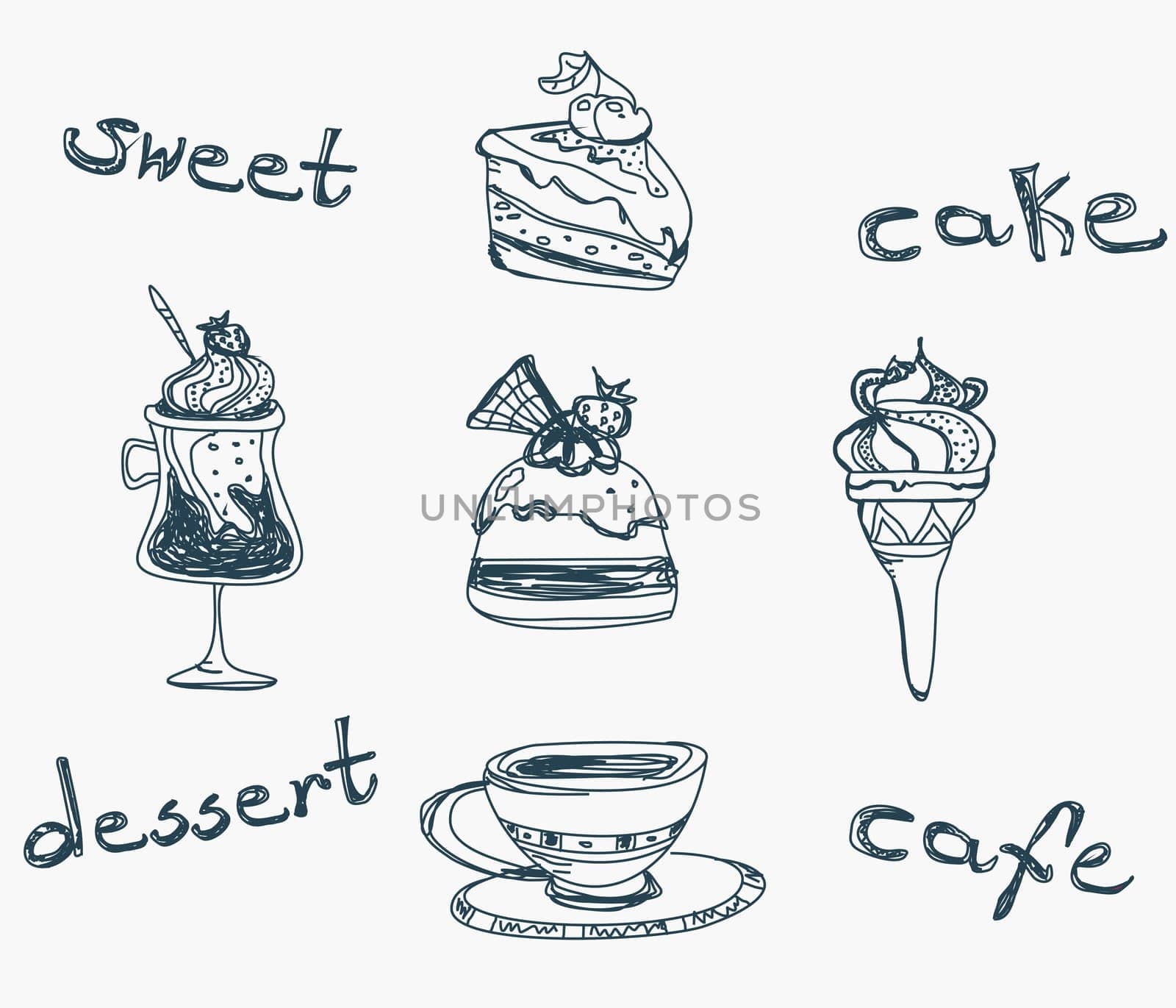 menu coffee shop doodle set