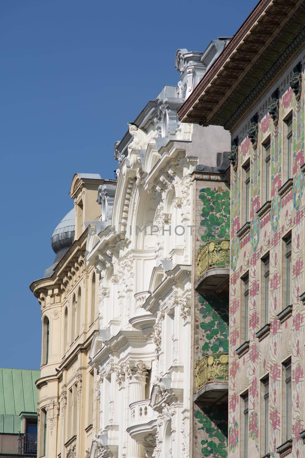 Architecture Otto Wagner,house on the left Wienzeile in Art Nouveau style