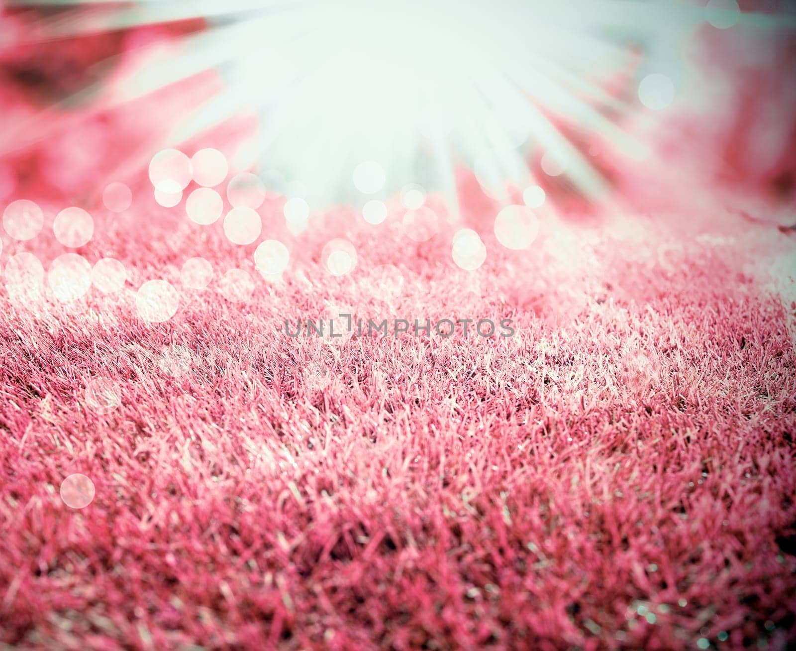Light flare and bokhe over a fluffy pink foreground