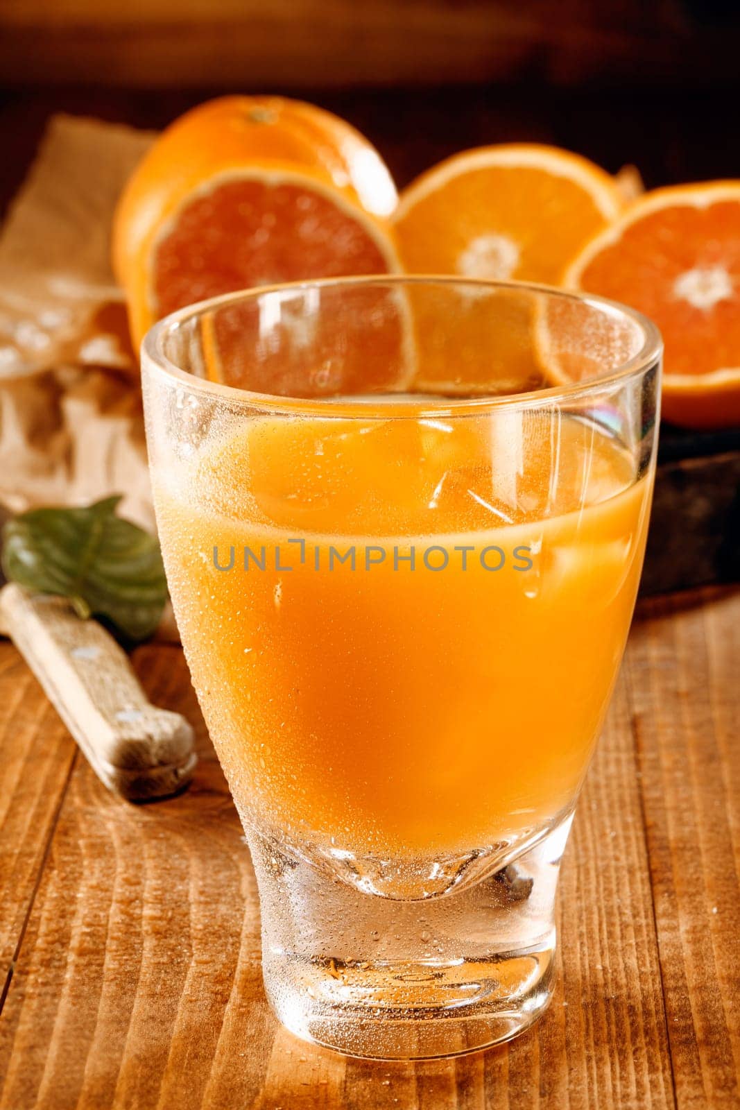 A glass with healthy fresh orange and grapefruit juice