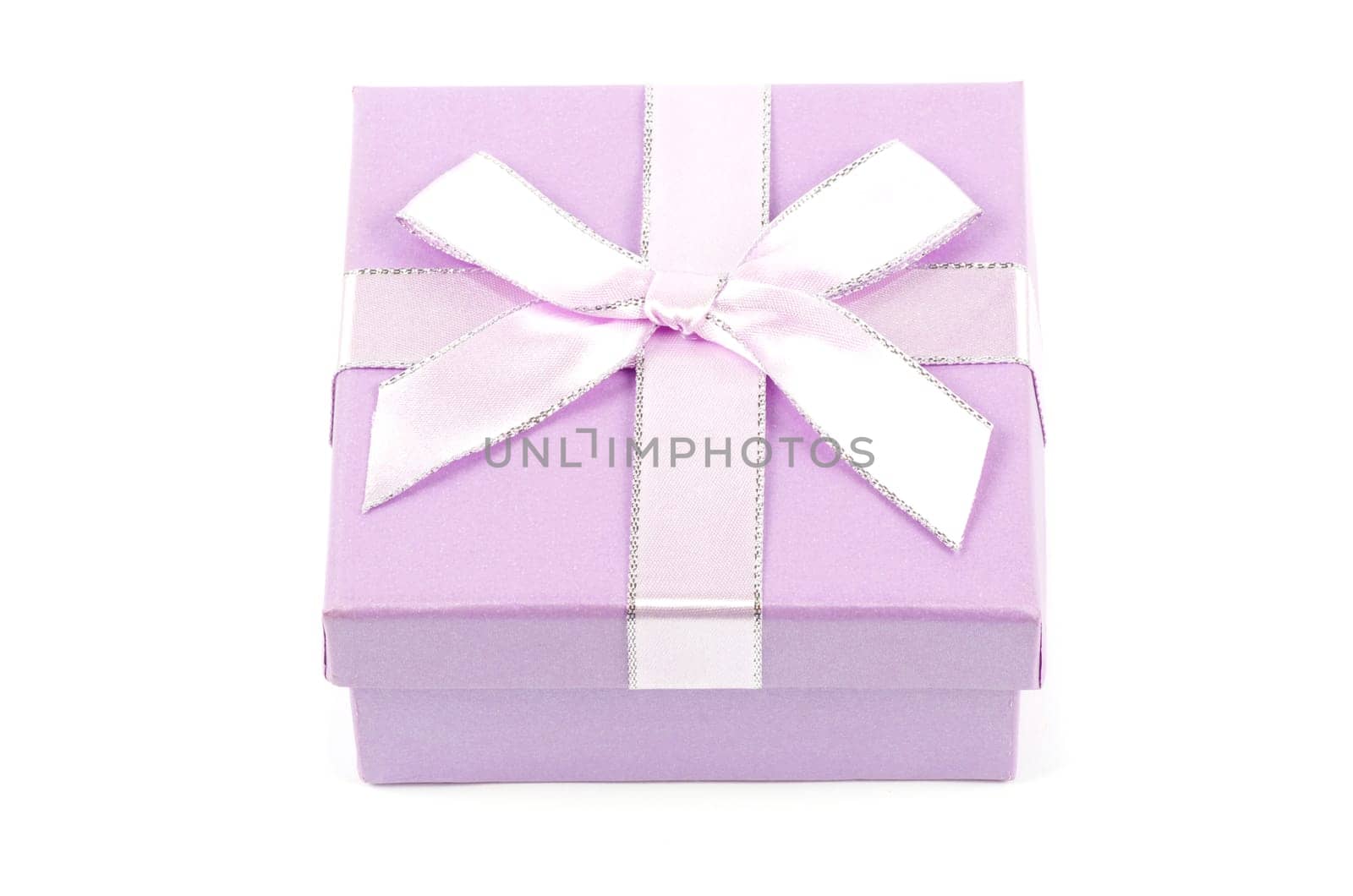 Christmas box gifts with satin bow isolated on white background