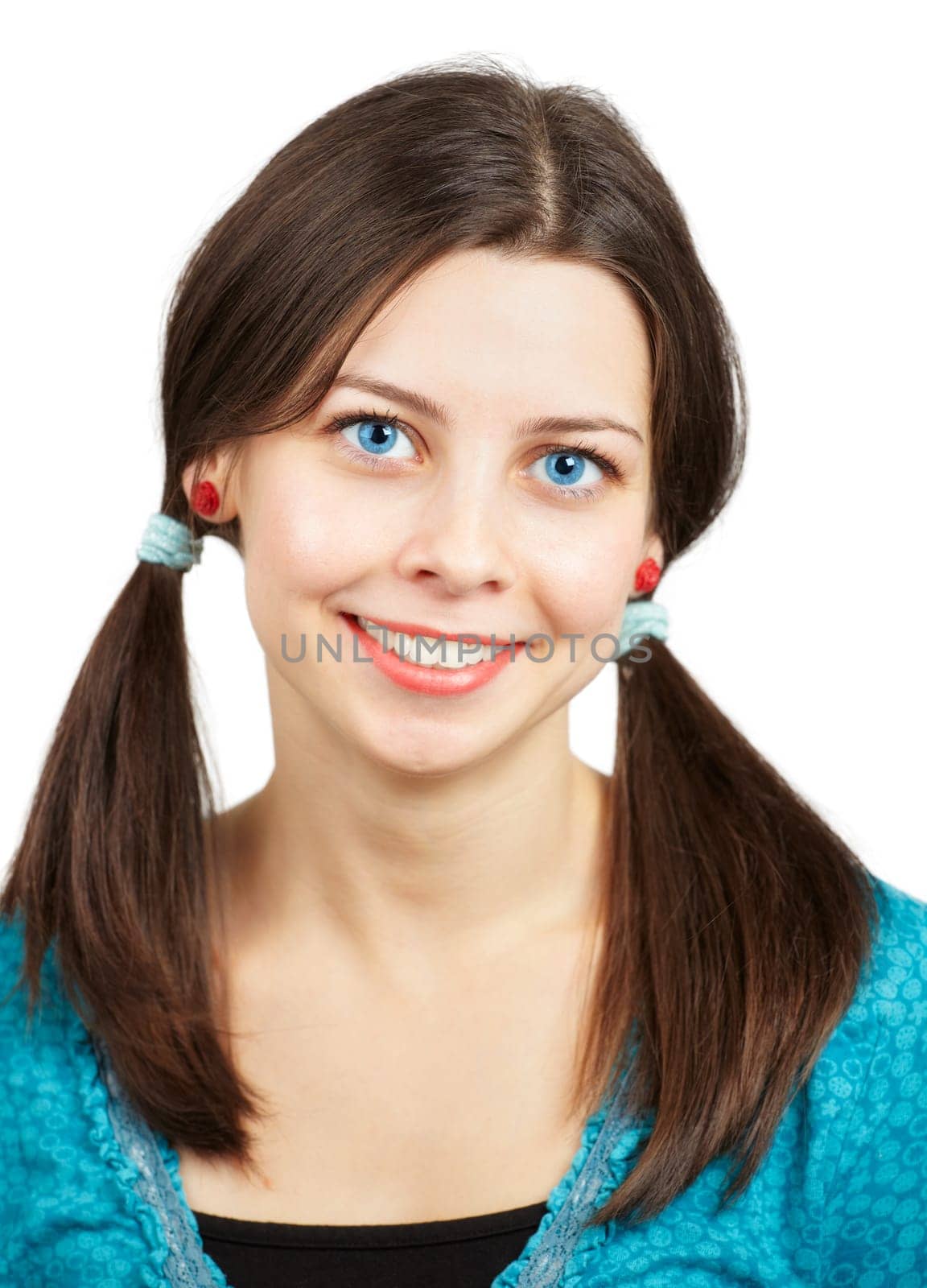 Portrait of a beautiful young woman over white