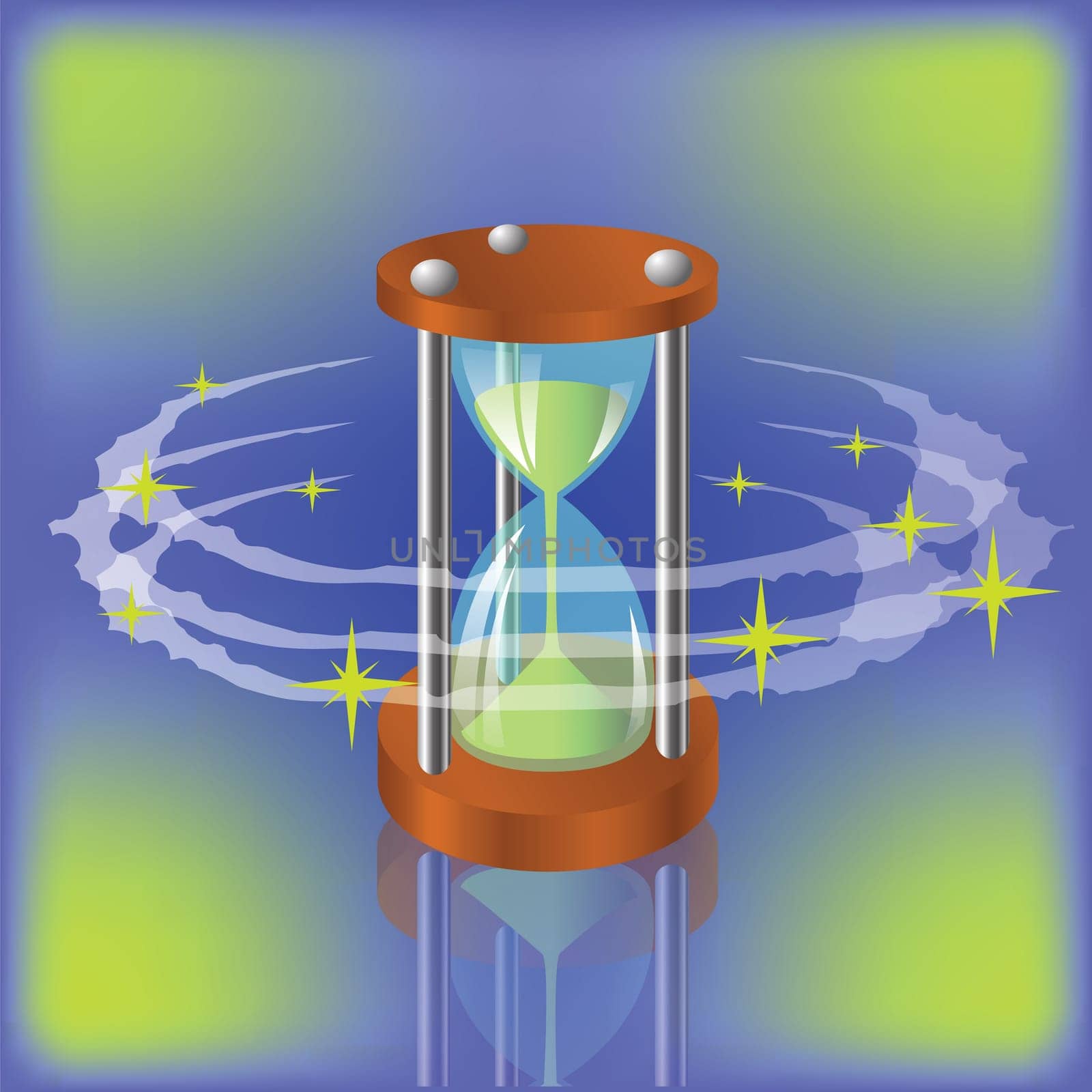 colorful illustration with   sand clock  for your design