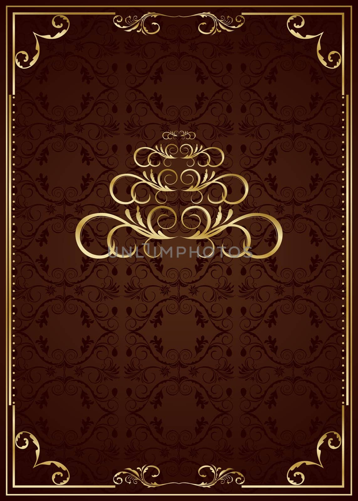 Christmas ornate frame with abstract pine. Vector