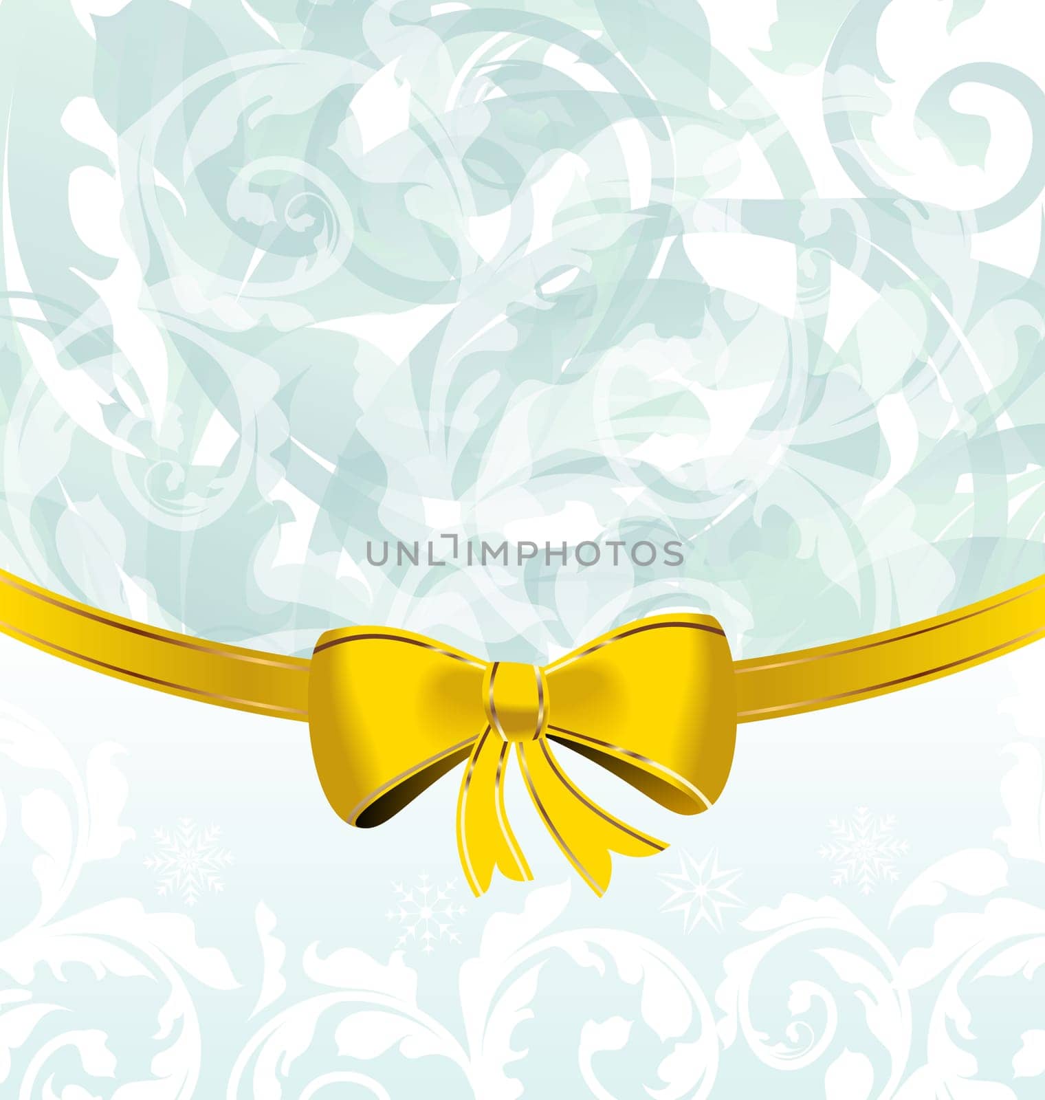 Illustration Christmas floral packing or background with bow - vector