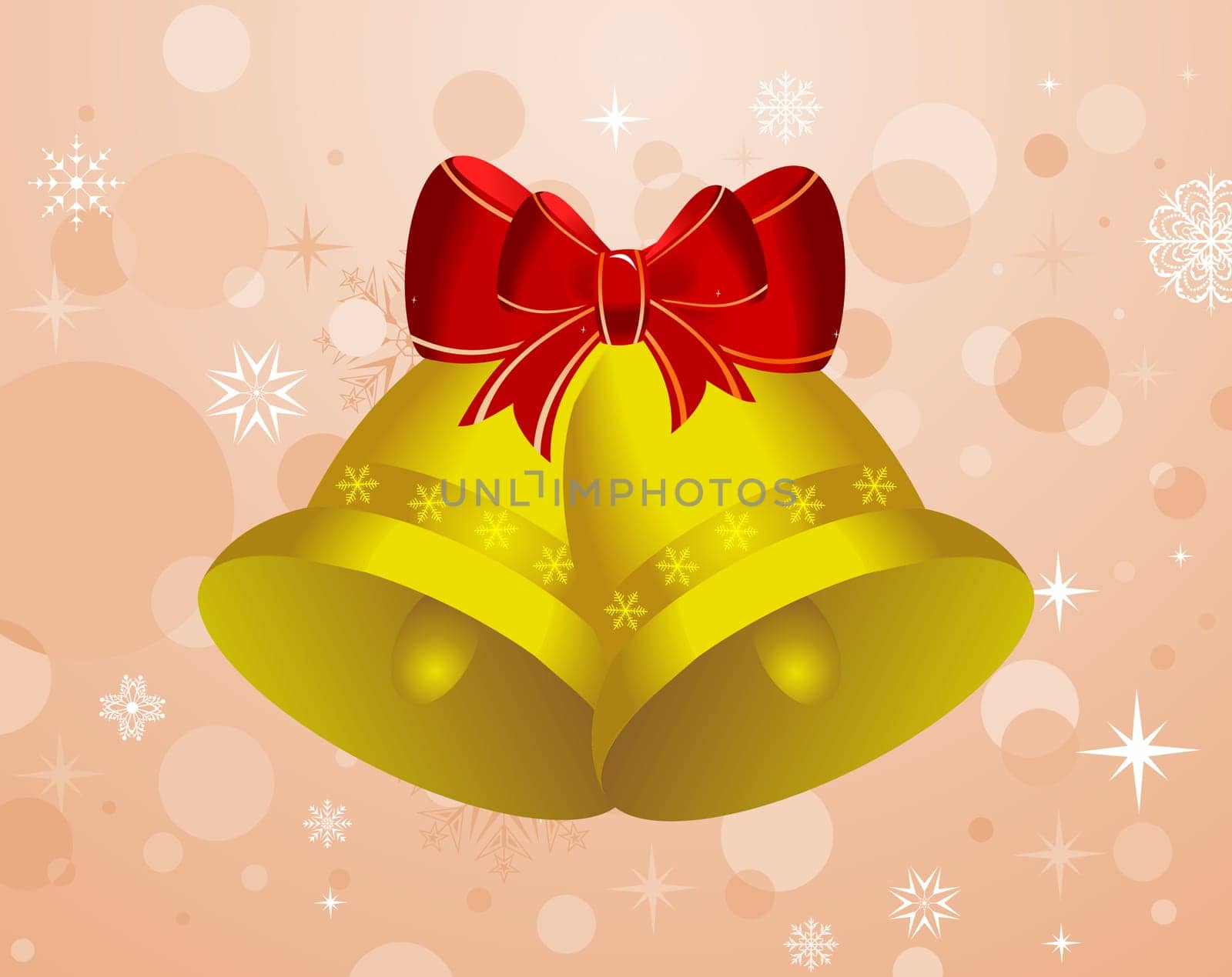 Illustration Christmas background with set bells - vector