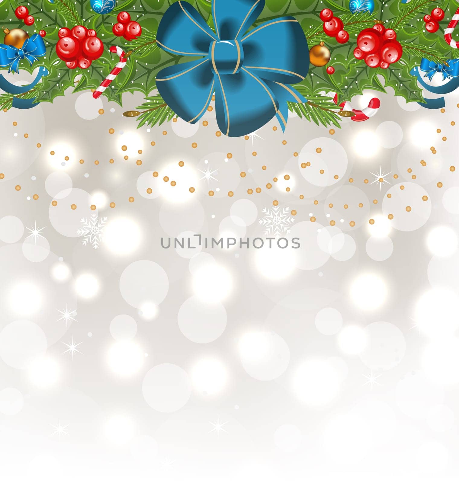 Illustration Christmas glowing background with holiday decoration - vector