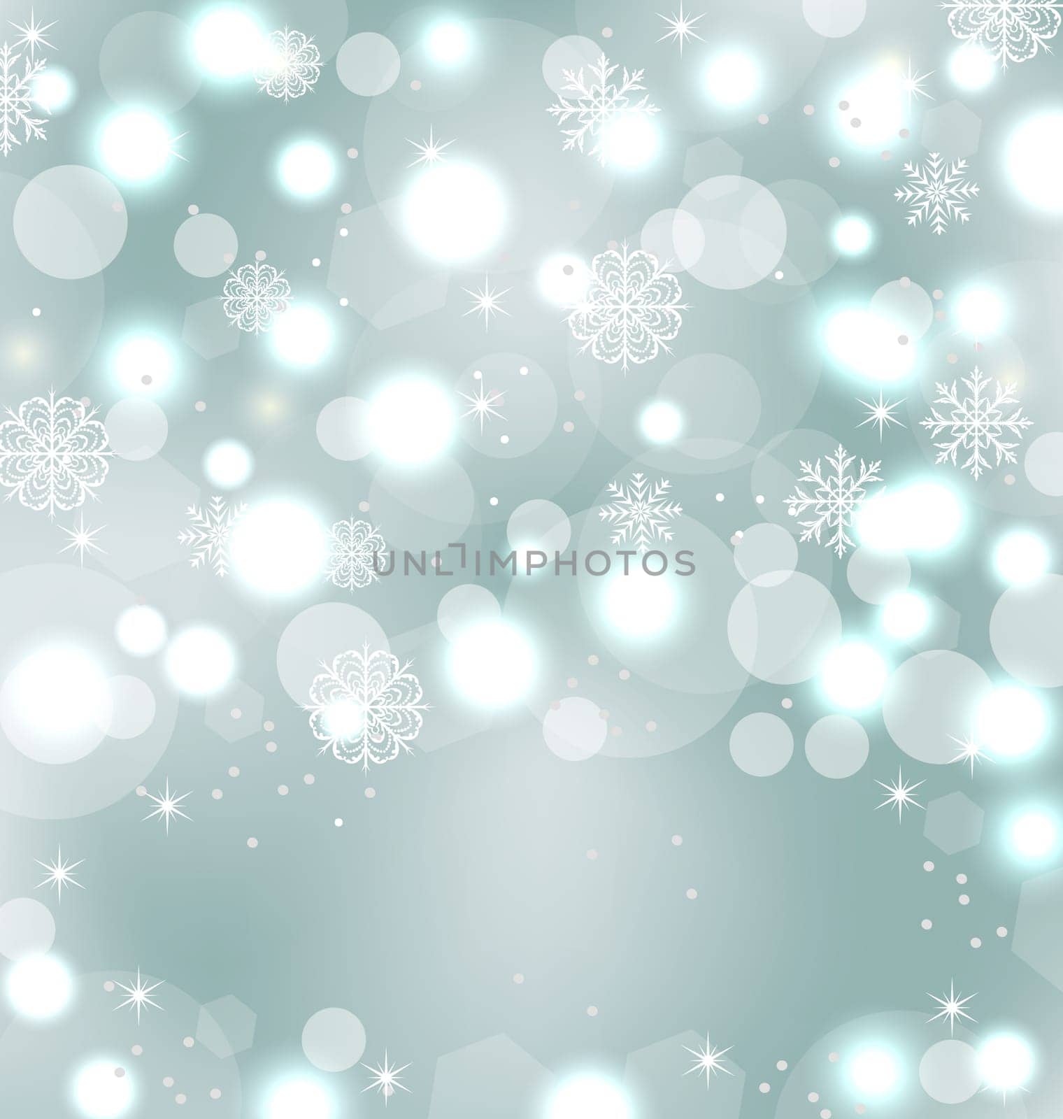 Illustration Christmas cute wallpaper with sparkle, snowflakes, stars - vector