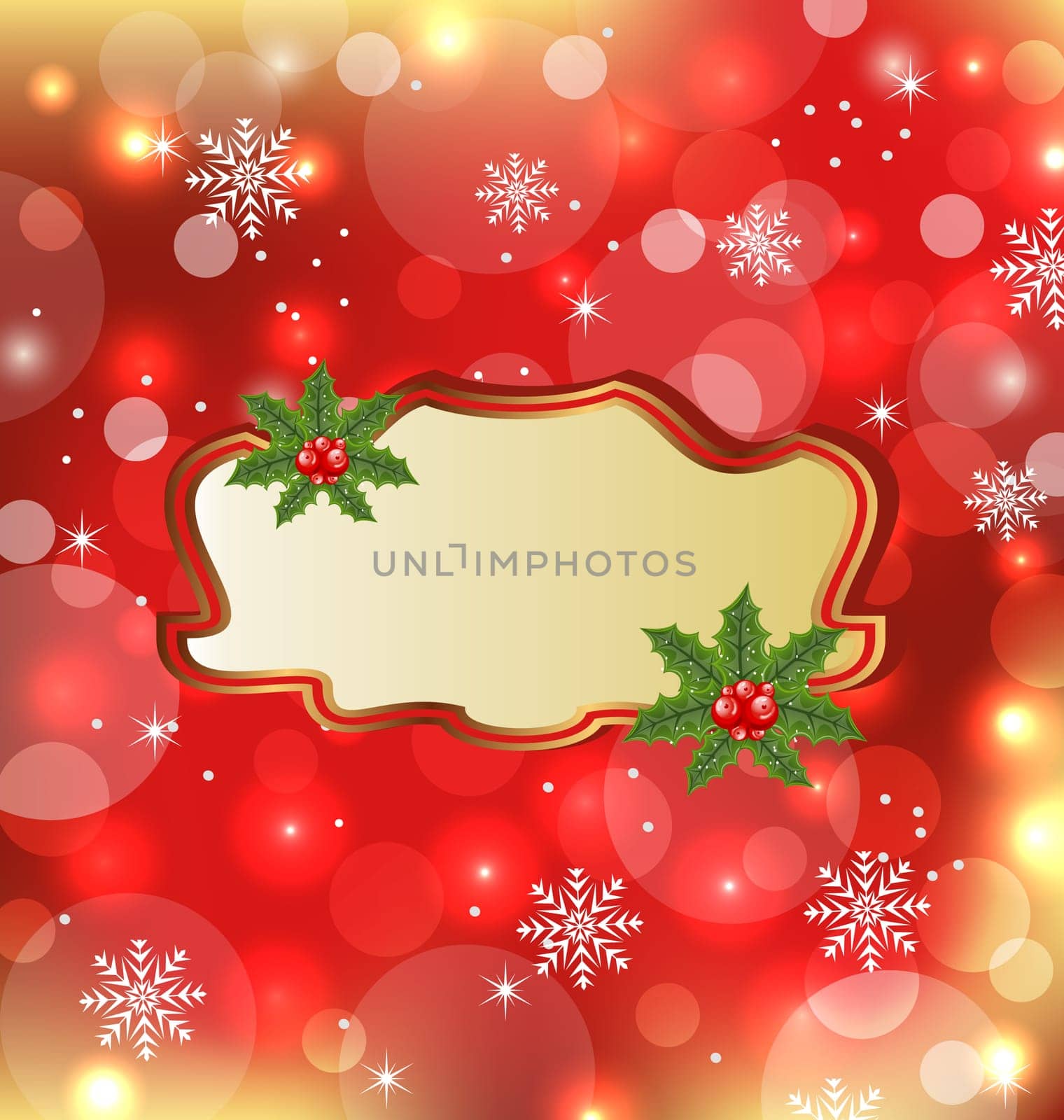 Illustration template frame with mistletoe for design christmas card - vector