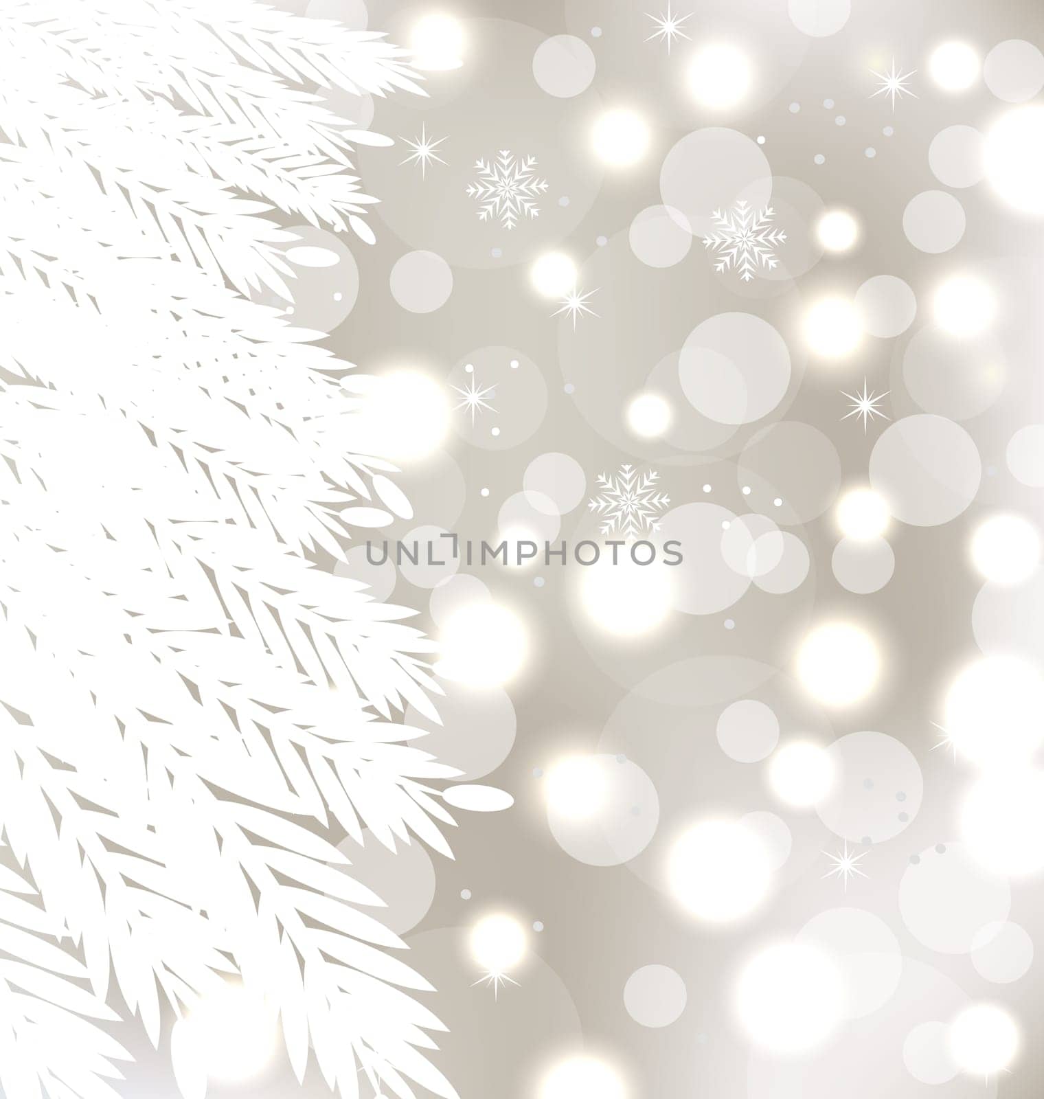 Illustration abstract winter glowing background with fur-tree - vector