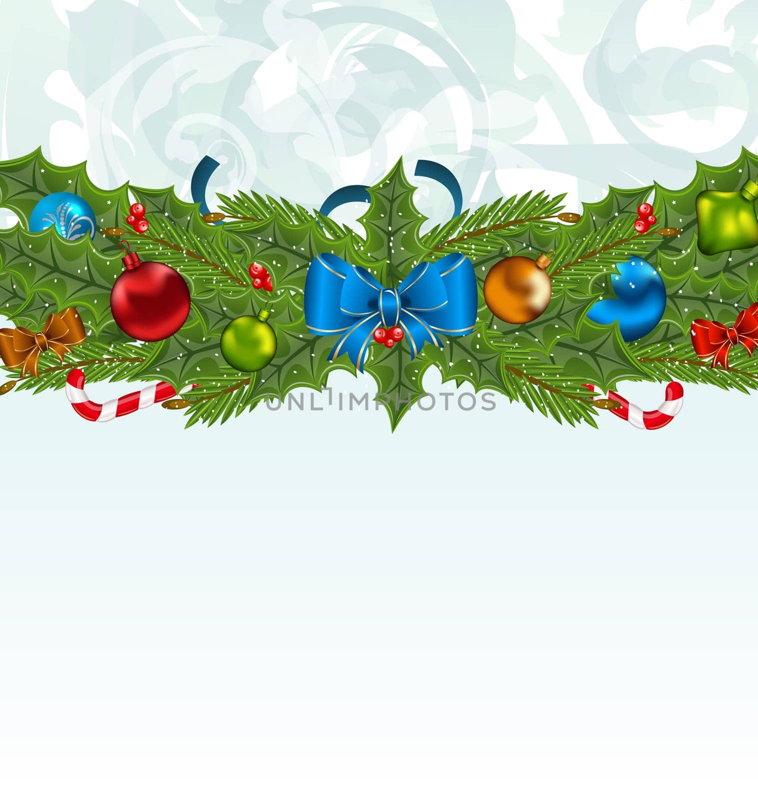 Illustration Christmas background with holiday decoration - vector