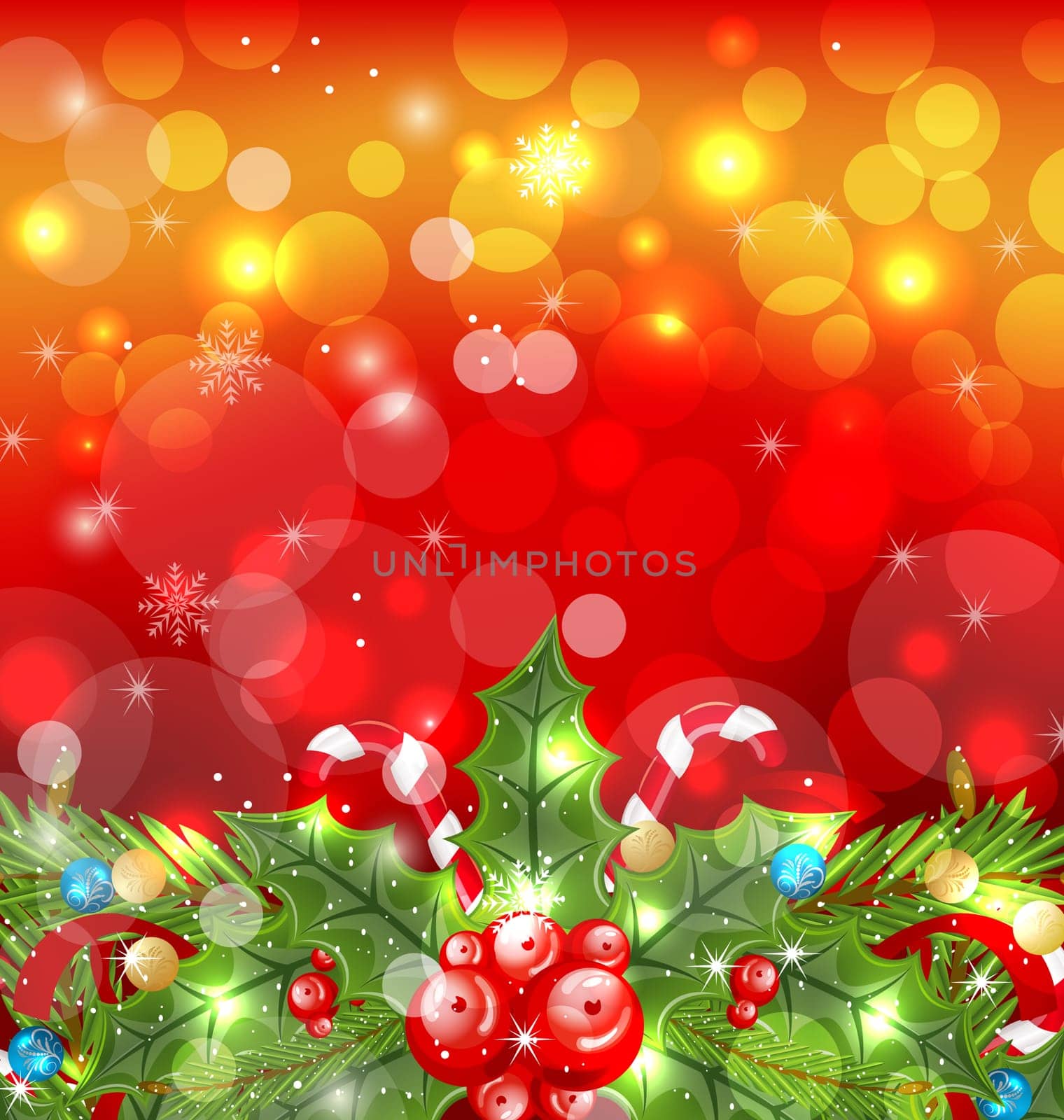 Illustration Christmas glowing background with holiday decoration - vector