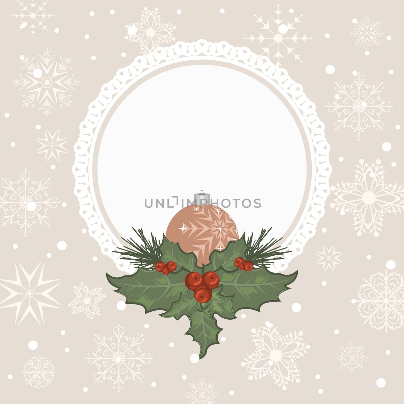 Illustration Christmas card with branch and ball - vector