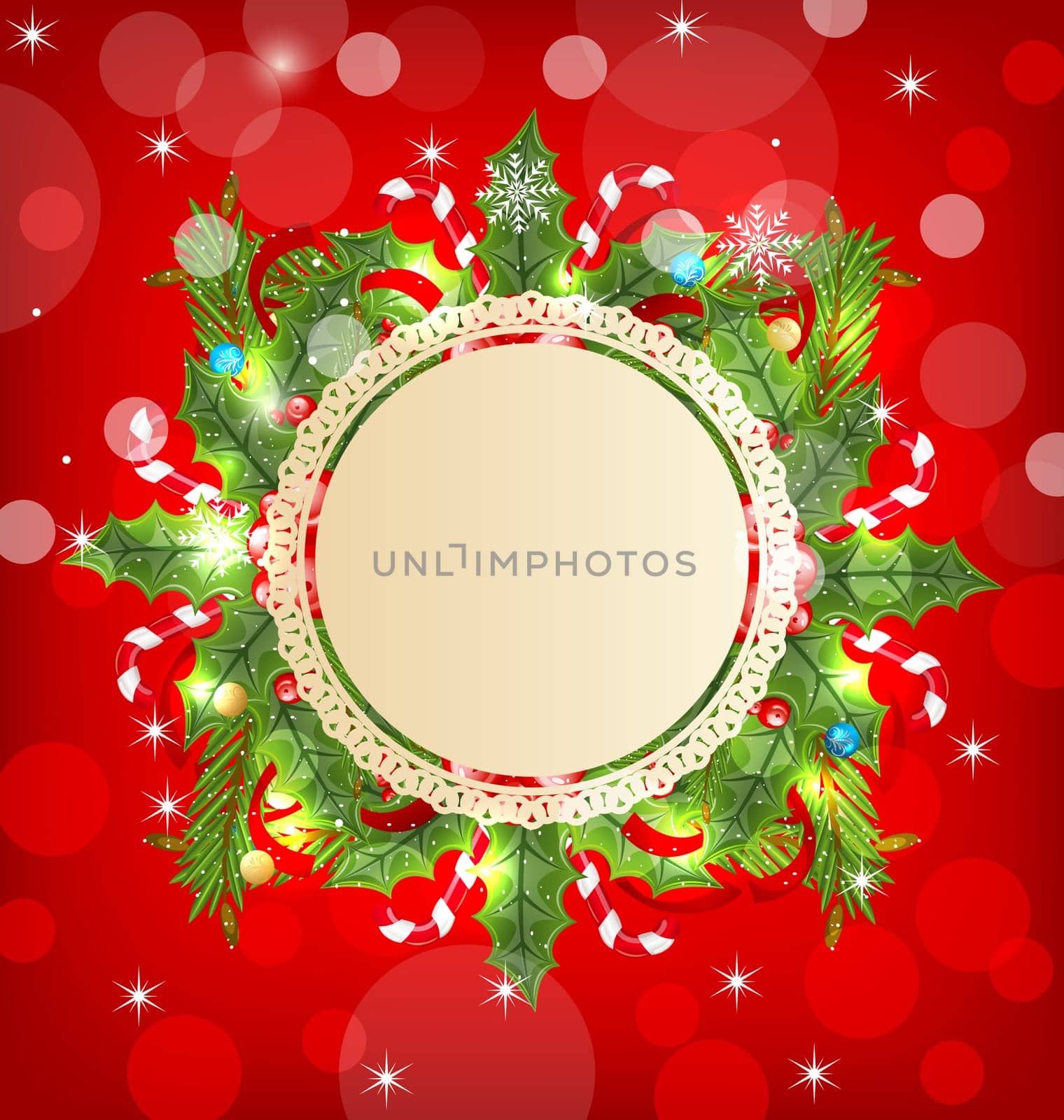 Illustration Christmas holiday decoration with greeting card - vector
